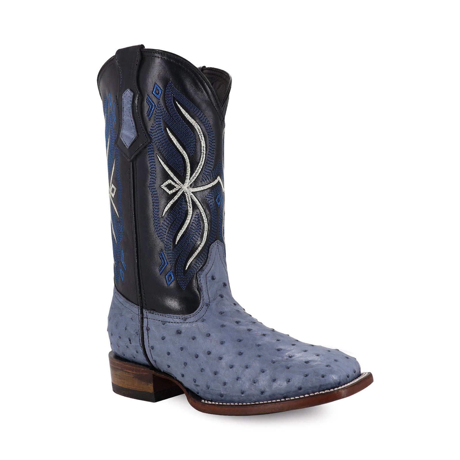 Bota Vaquera Bulldog Avestruz Azul Mezclilla