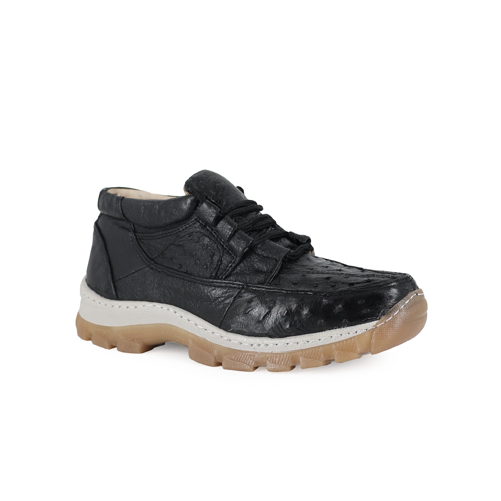 Zapato Perry Para Hombre En Piel De Avestruz Negro