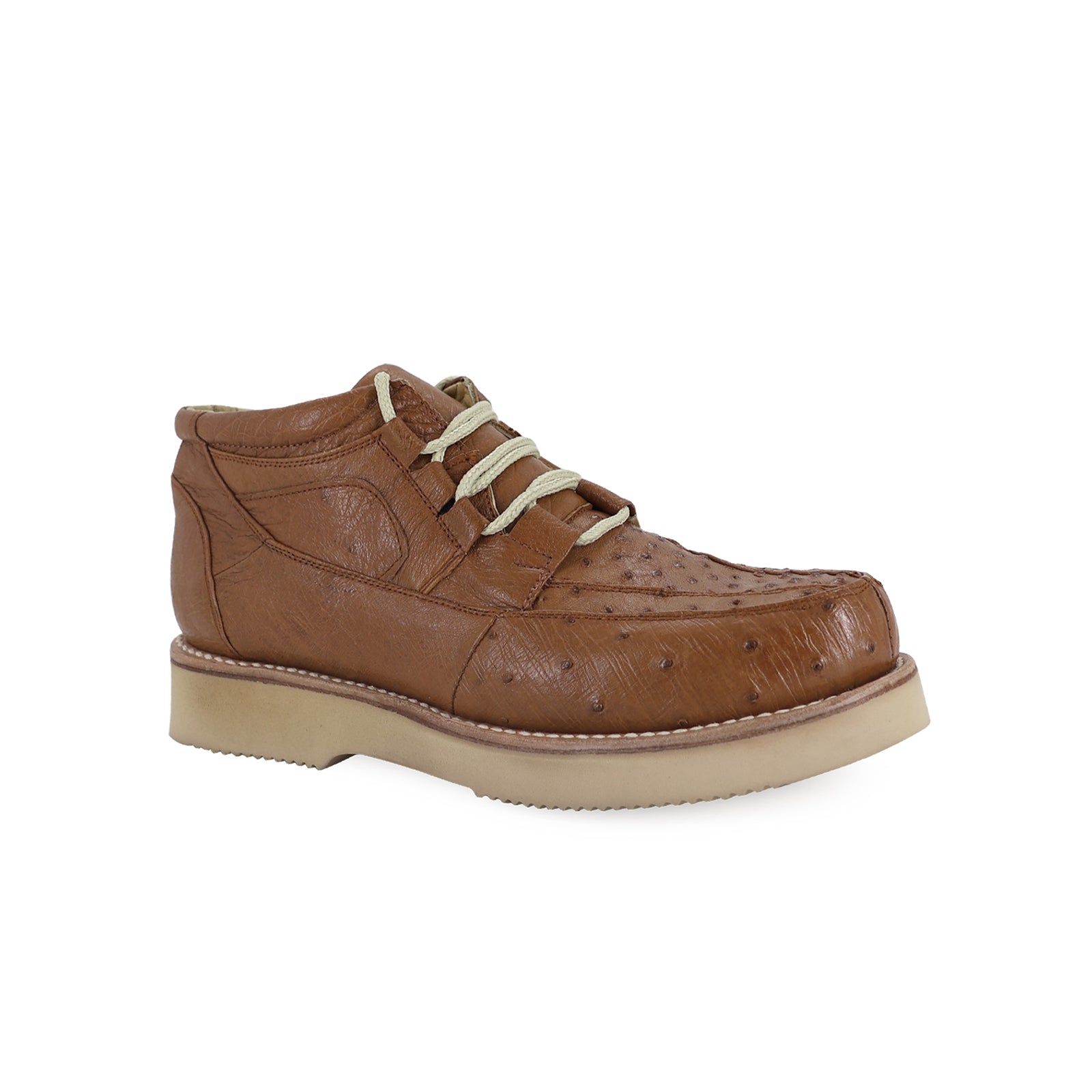 Zapato Clasico Para Hombre En Piel De Avestruz Coñac