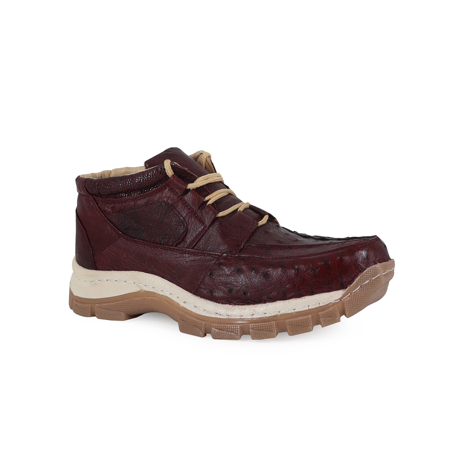Zapato Perry Para Hombre En Piel De Avestruz Vino