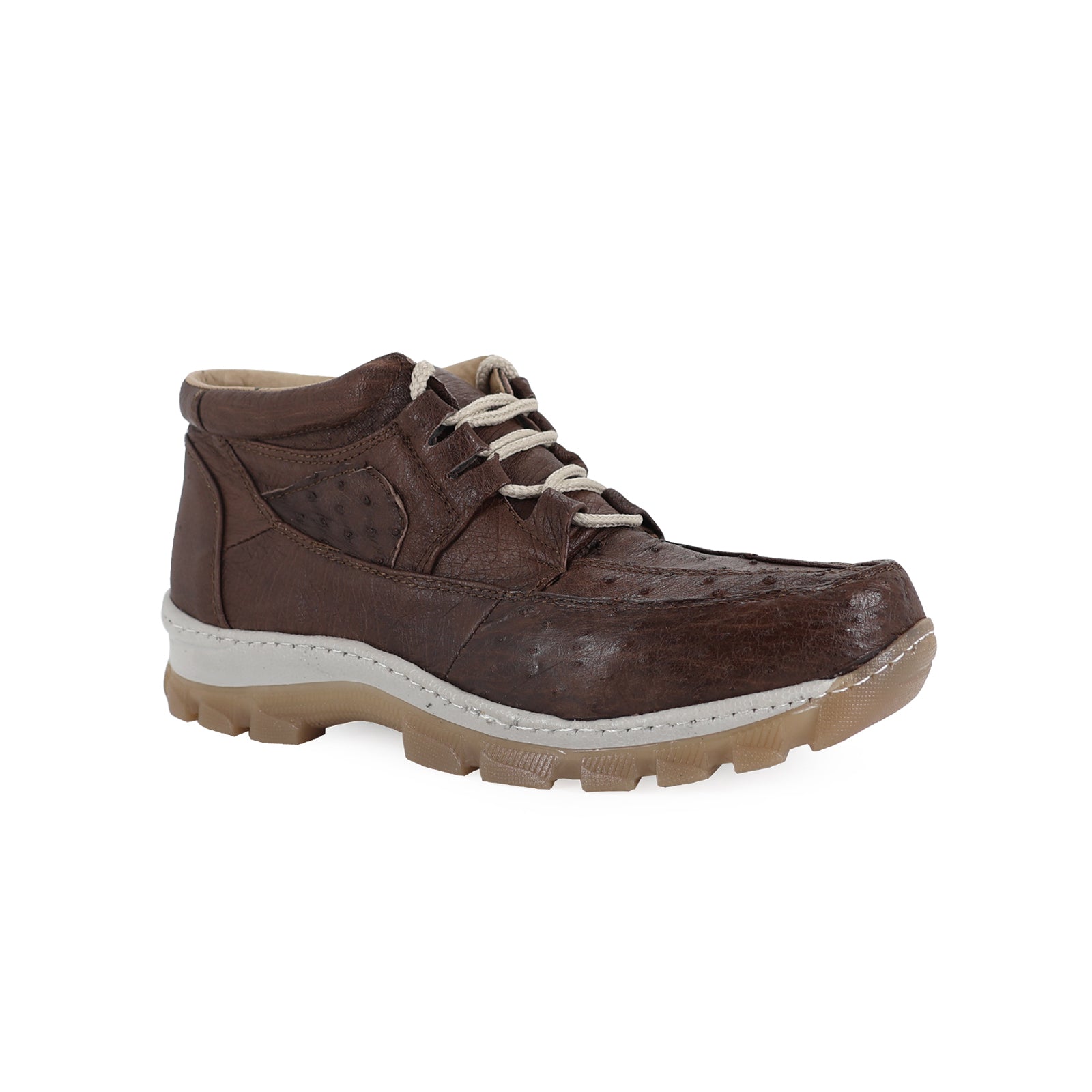 Zapato Perry Para Hombre En Piel De Avestruz Cafe