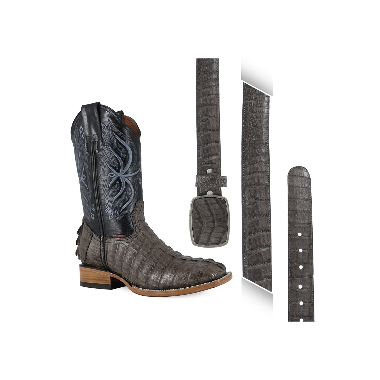 Combo Bota Y Cinto HC A Elegir Bota Bulldog Cocodrilo Cola Gris