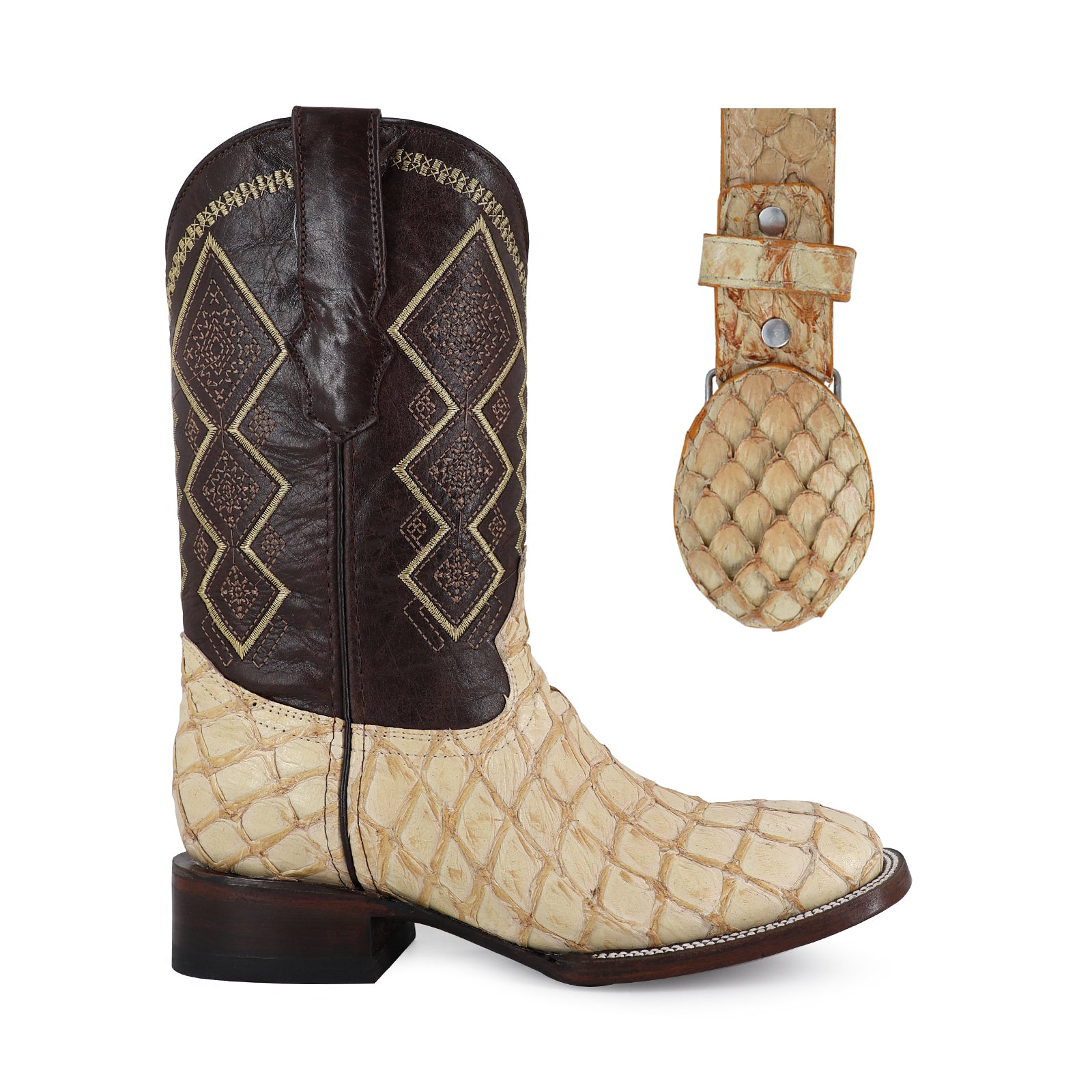 Combo Bota Y Cinto Vaq A Elegir Bota Bulldog Pescado Paja