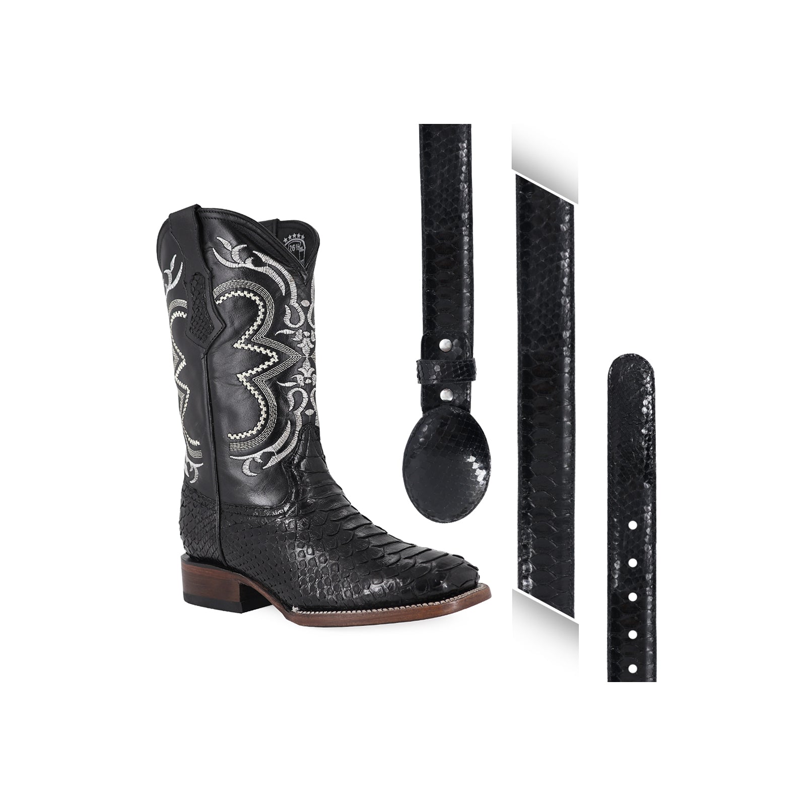 Combo Bota Y Cinto Vaq A Elegir Bota Bulldog Piton Negro