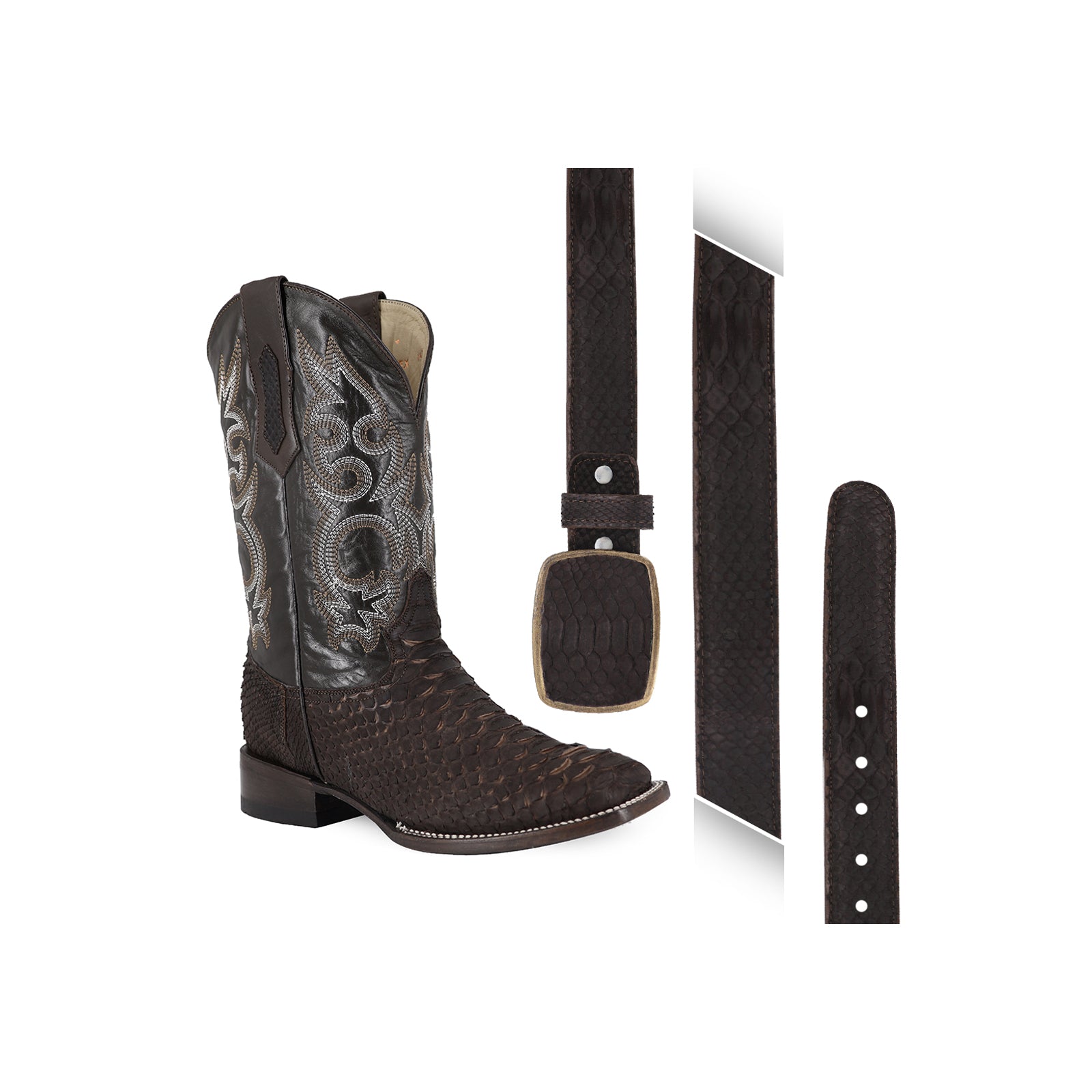 Combo Bota Y Cinto HC A Elegir Bota Bulldog Piton Nobuck Tabaco