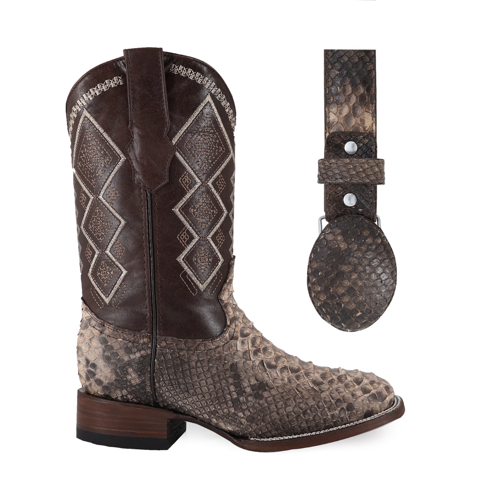 Combo Bota Y Cinto Vaq A Elegir Bota Bulldog Piton Taupe