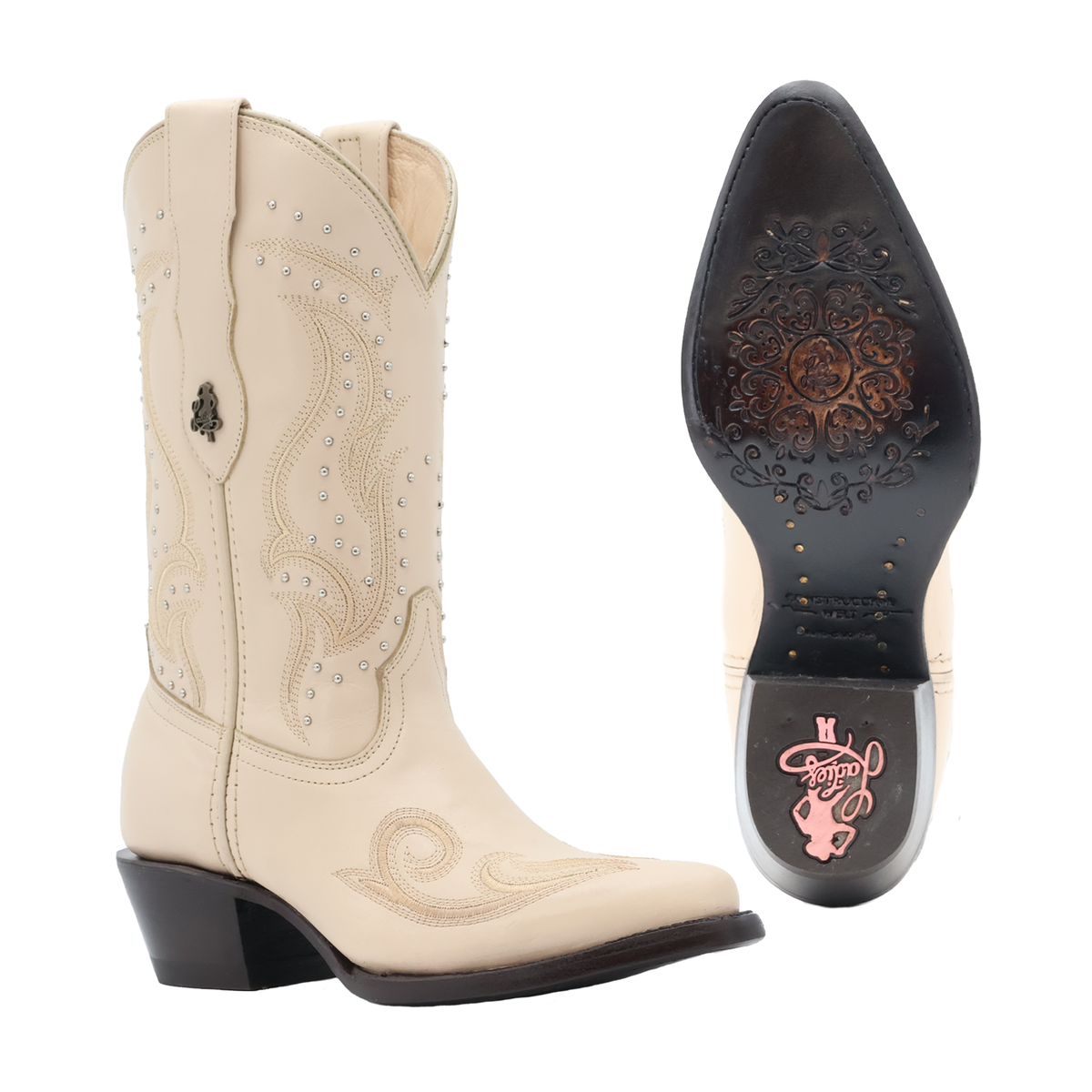 Bota vaquera para dama de piel modelo camelia