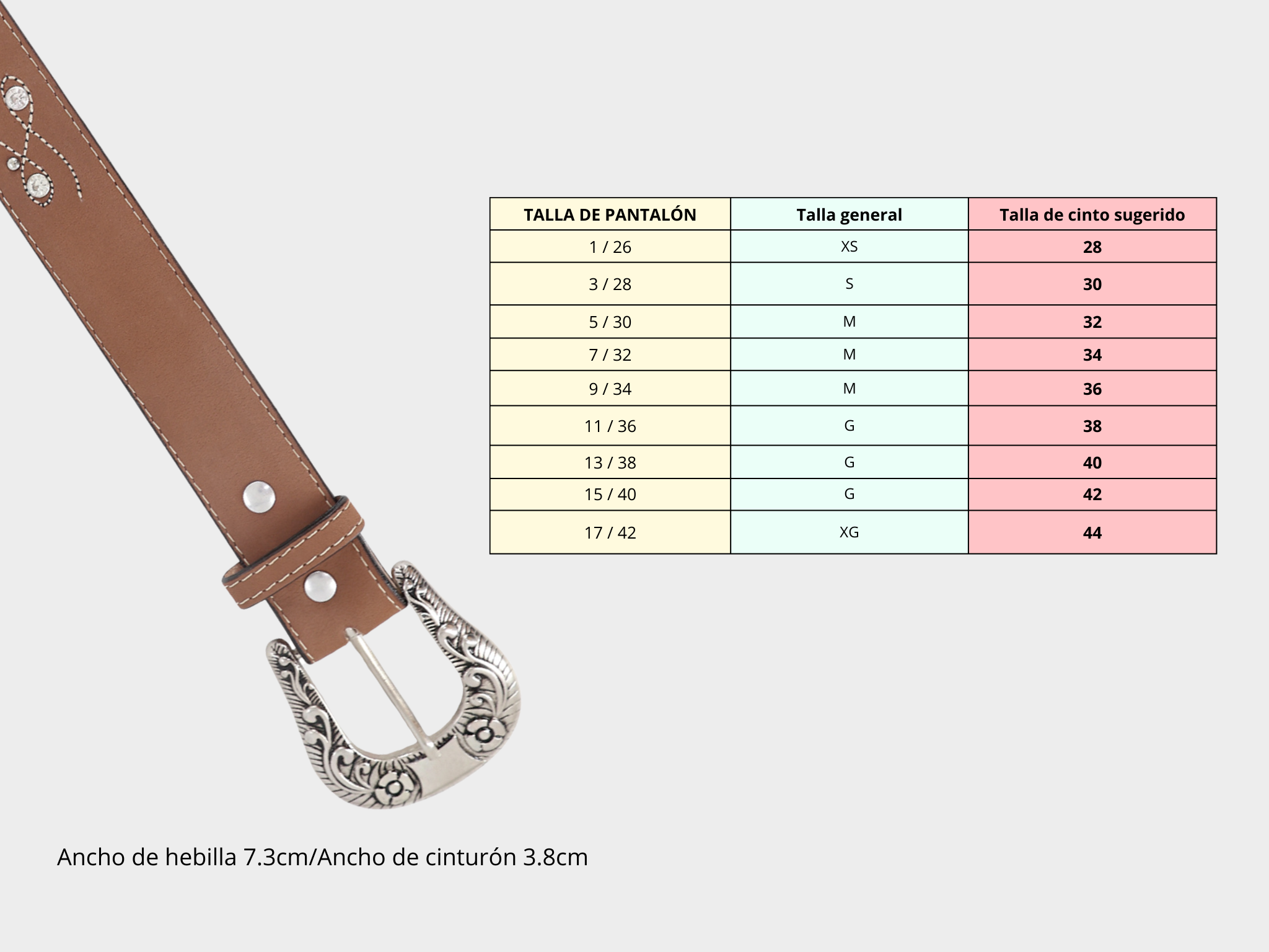 Cinto vaquero para dama modelo Ochitos