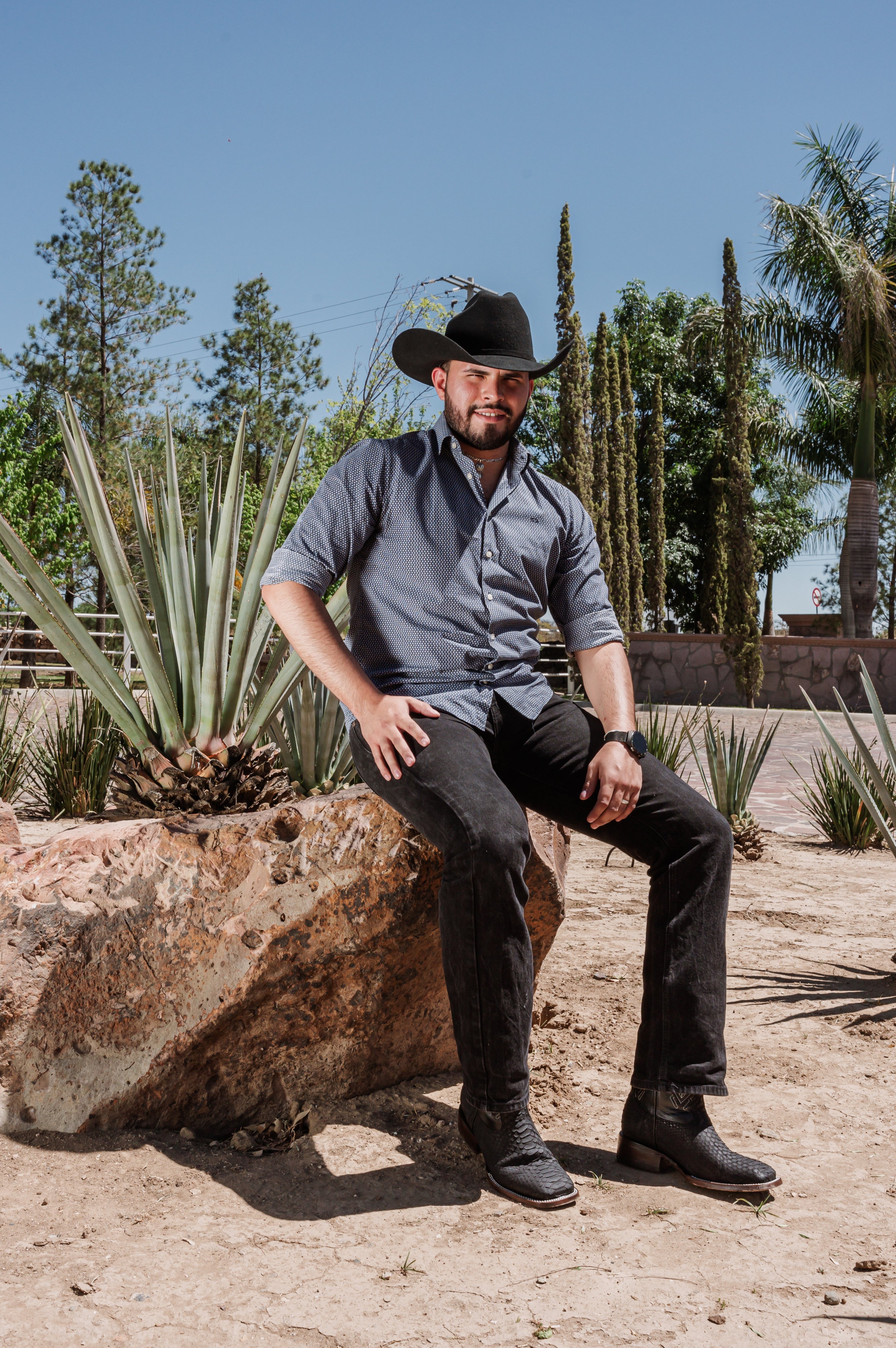 Bota Vaquera Bulldog Pitón Nobuck Negro