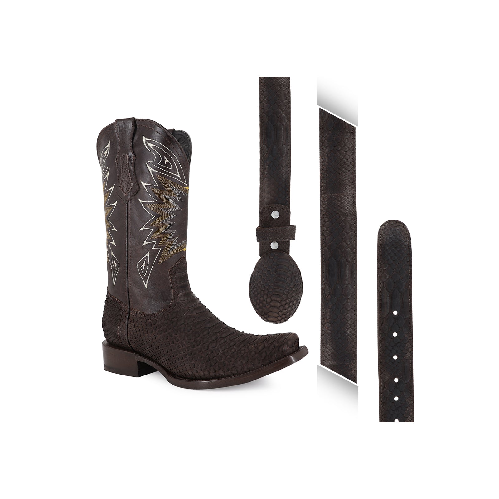 Combo Bota Y Cinto Vaq A Elegir Bota Dubai Piton Nobuck