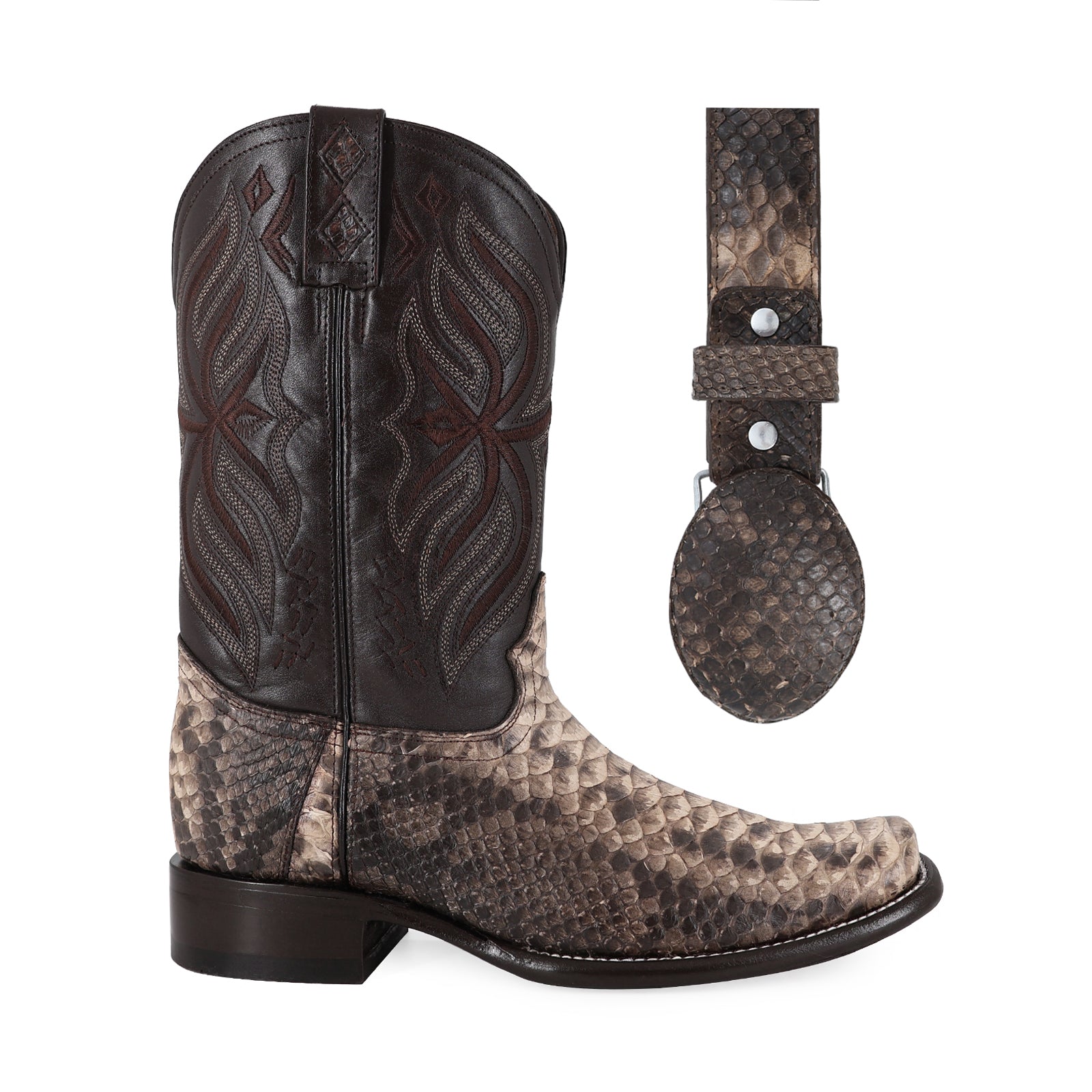 Combo Bota Y Cinto Vaq A Elegir Bota Dubai Piton Taupe