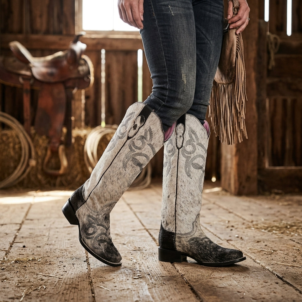 Bota vaquera para dama de piel modelo Alma