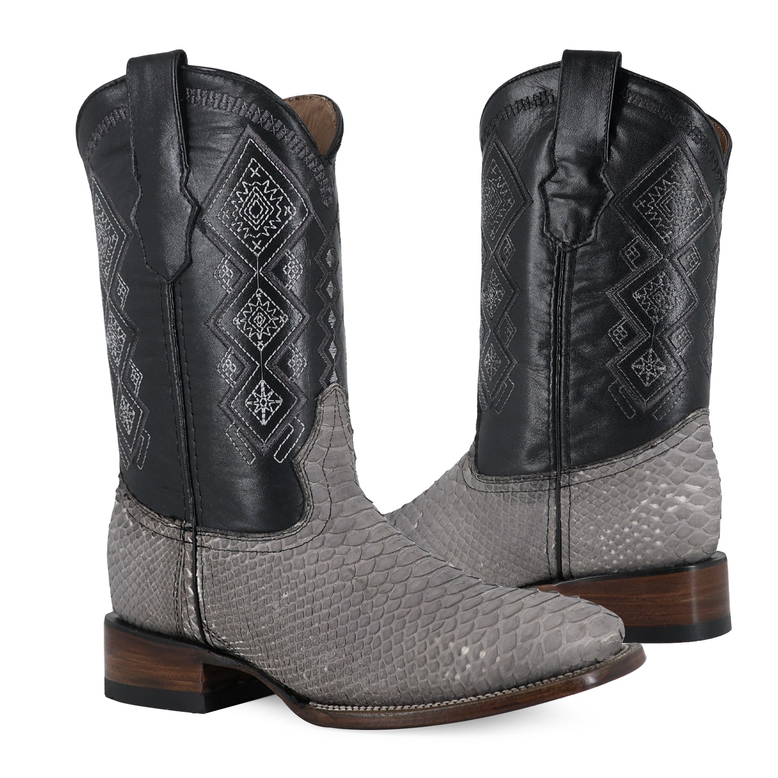 Bota Vaquera Bulldog Pitón Nobuck Gris
