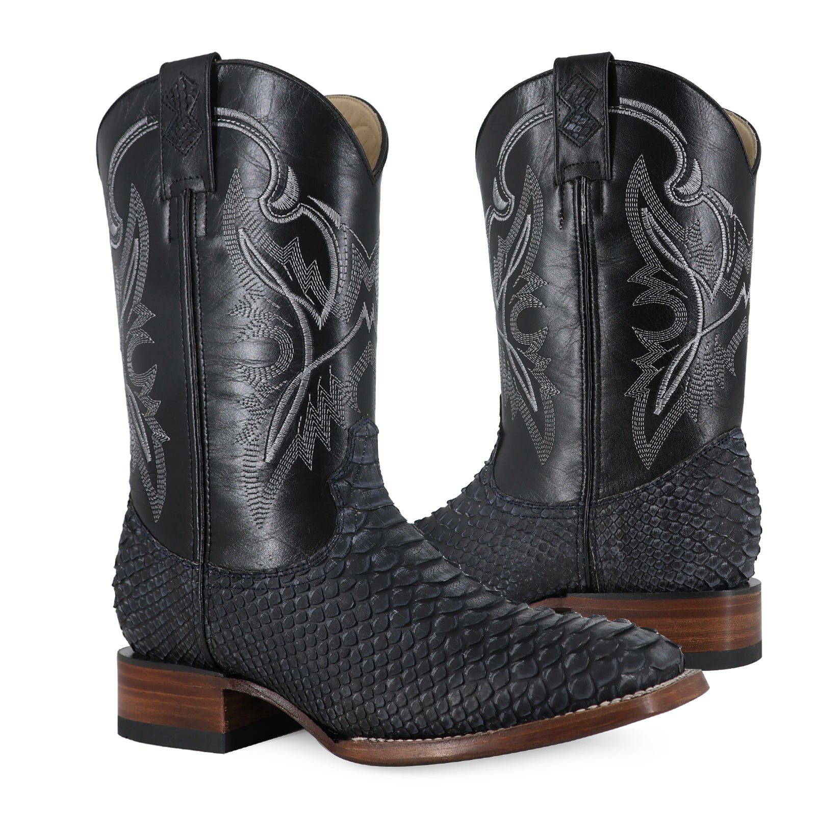 Bota Vaquera Bulldog Pitón Nobuck Azul mezclilla