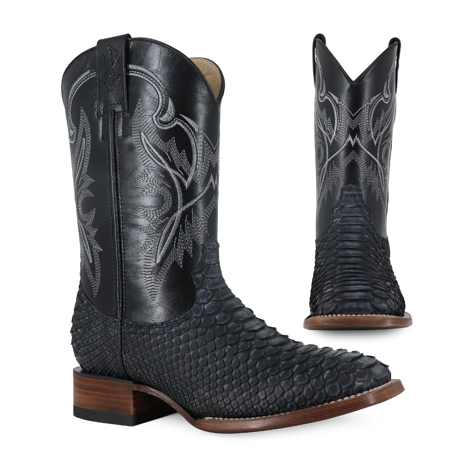 Bota Vaquera Bulldog Pitón Nobuck Azul mezclilla