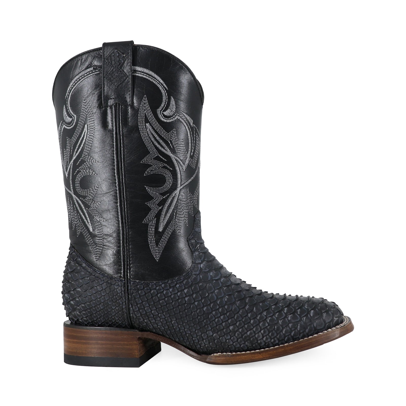 Bota Vaquera Bulldog Pitón Nobuck Azul mezclilla