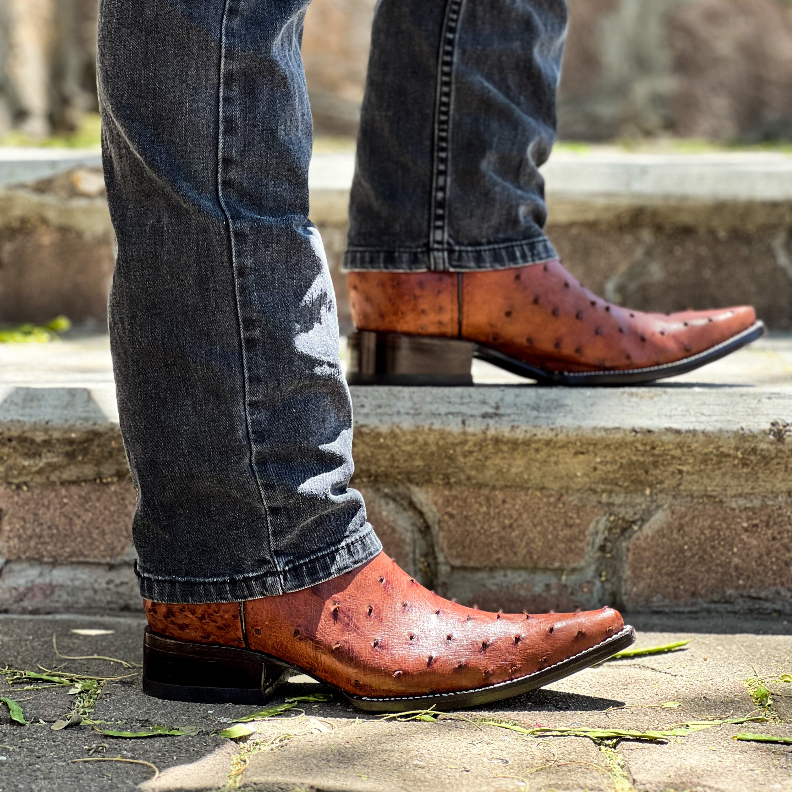 Bota Vaquera Chihuahua Avestruz Coñac