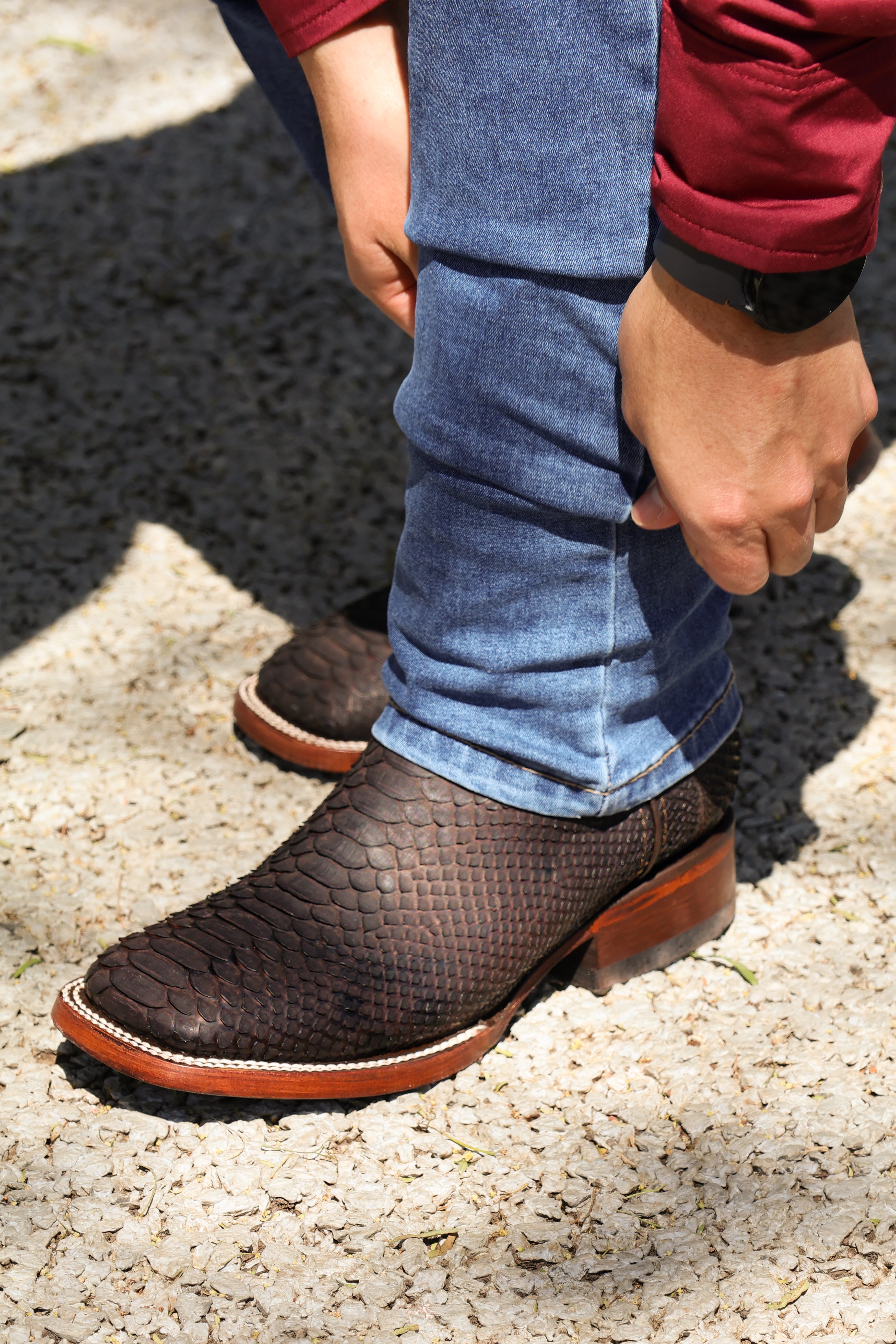 Bota Vaquera Bulldog Pitón Nobuck Cafe