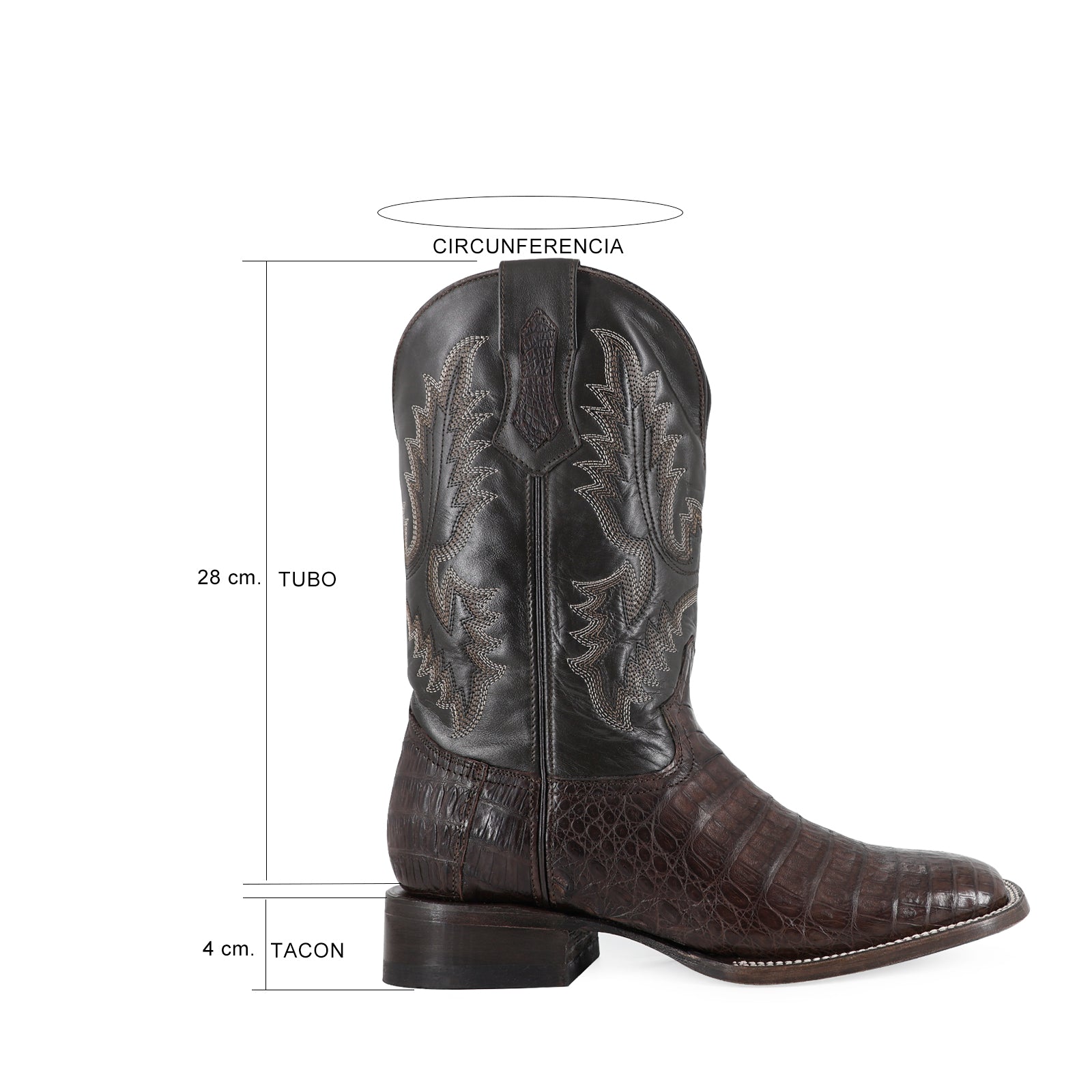 Bota Vaquera Bulldog Cocodrilo Panza Cafe