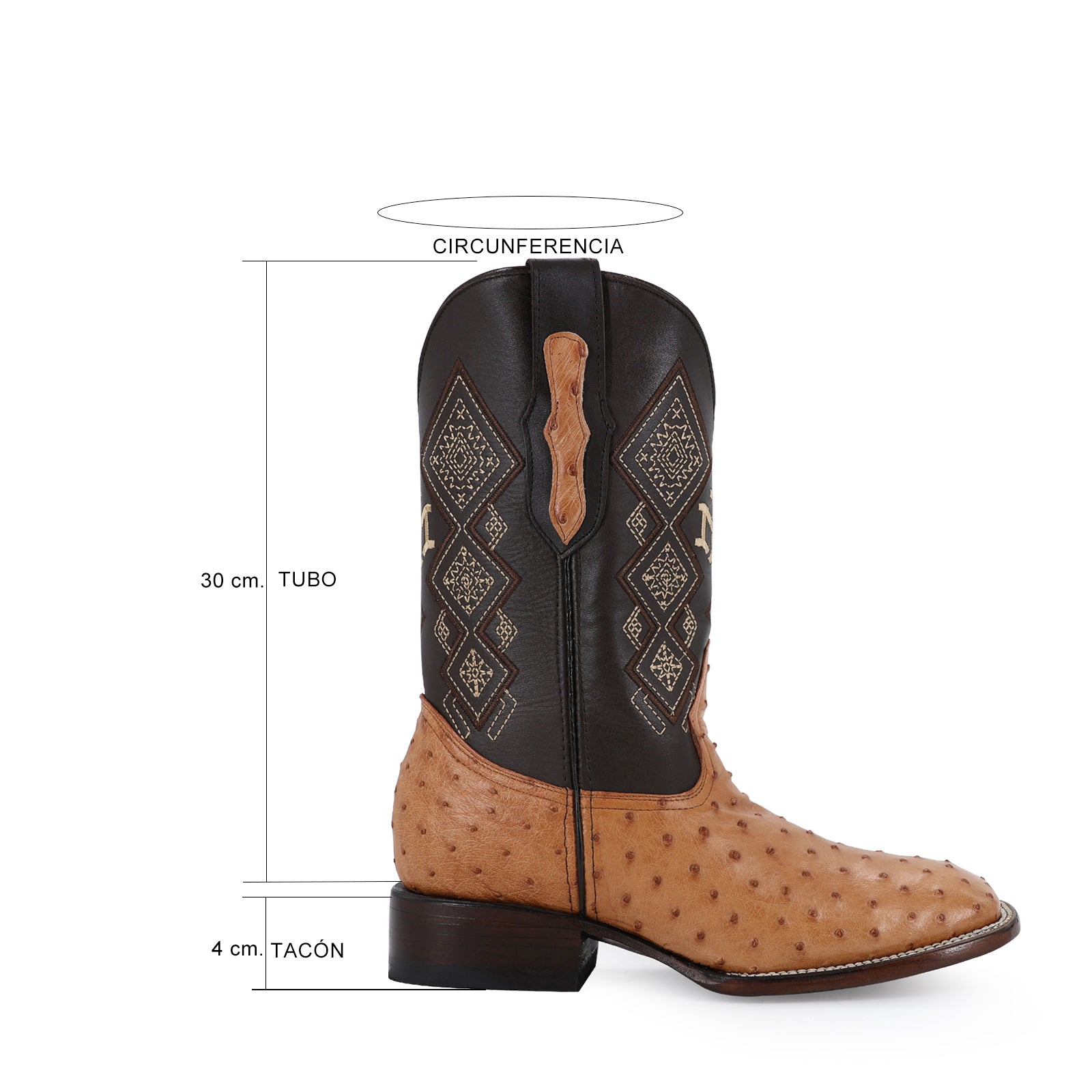 Bota Vaquera Bulldog Avestruz Coñac