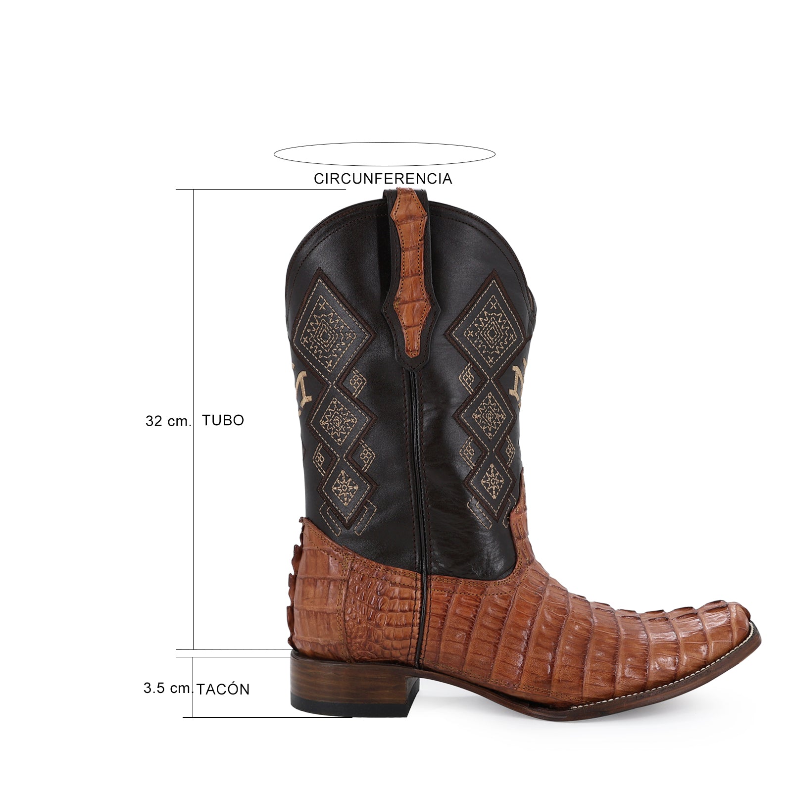 Bota Vaquera Dubai Cocodrilo Cola Coñac