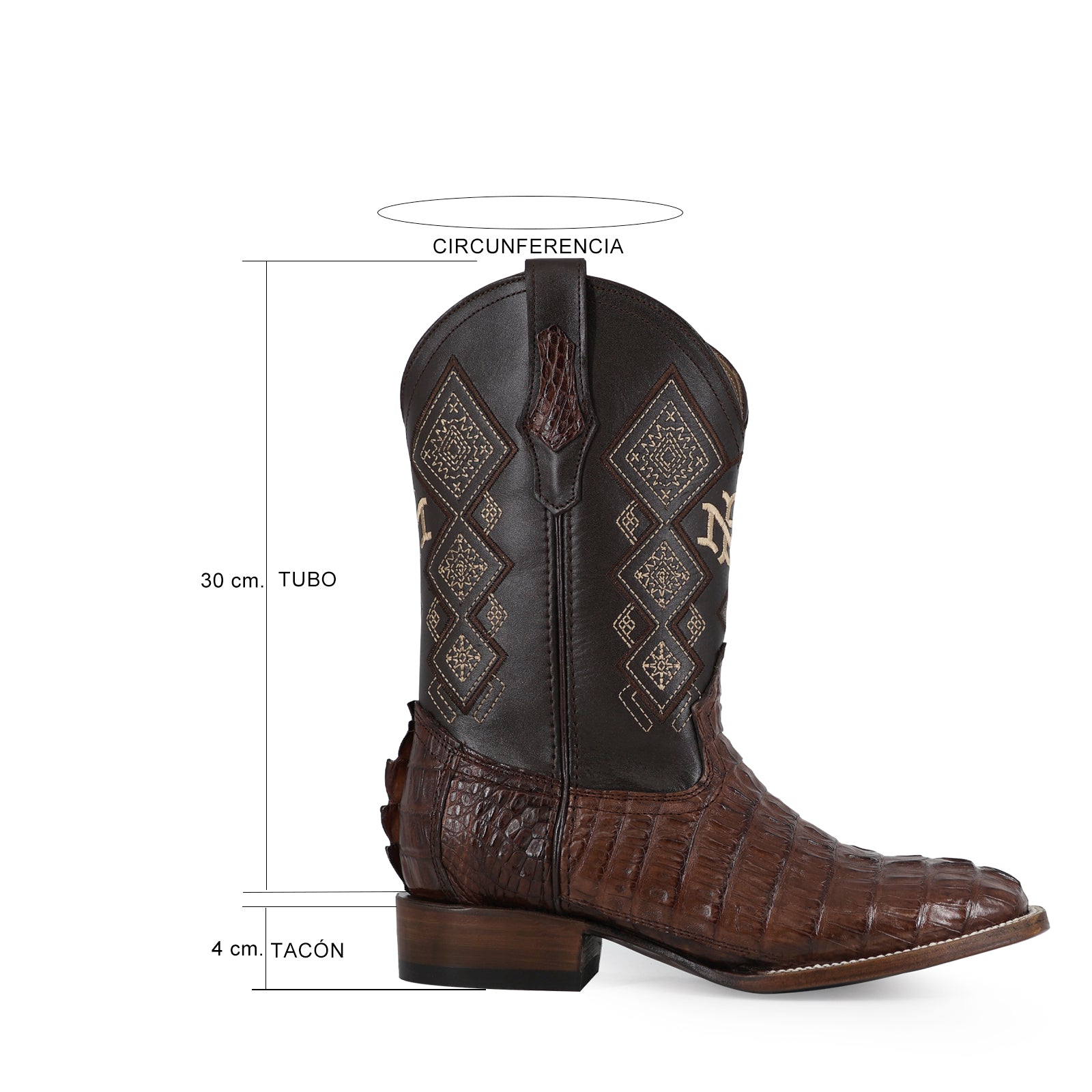 Bota Vaquera Bulldog Cocodrilo Cola tabaco