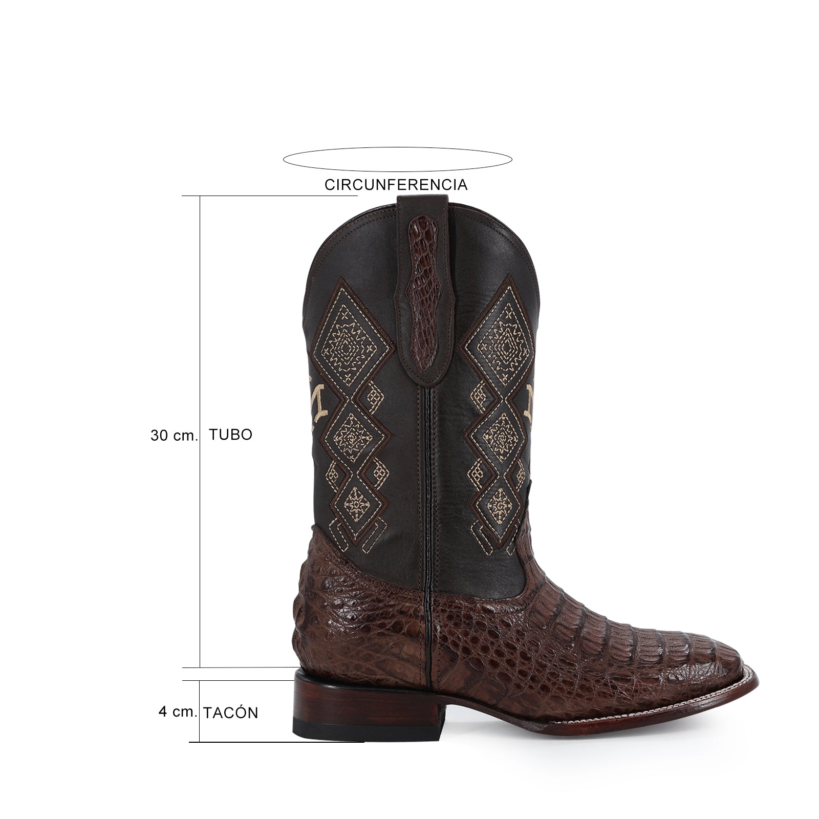 Bota Vaquera Bulldog Cocodrilo Lomo Cafe