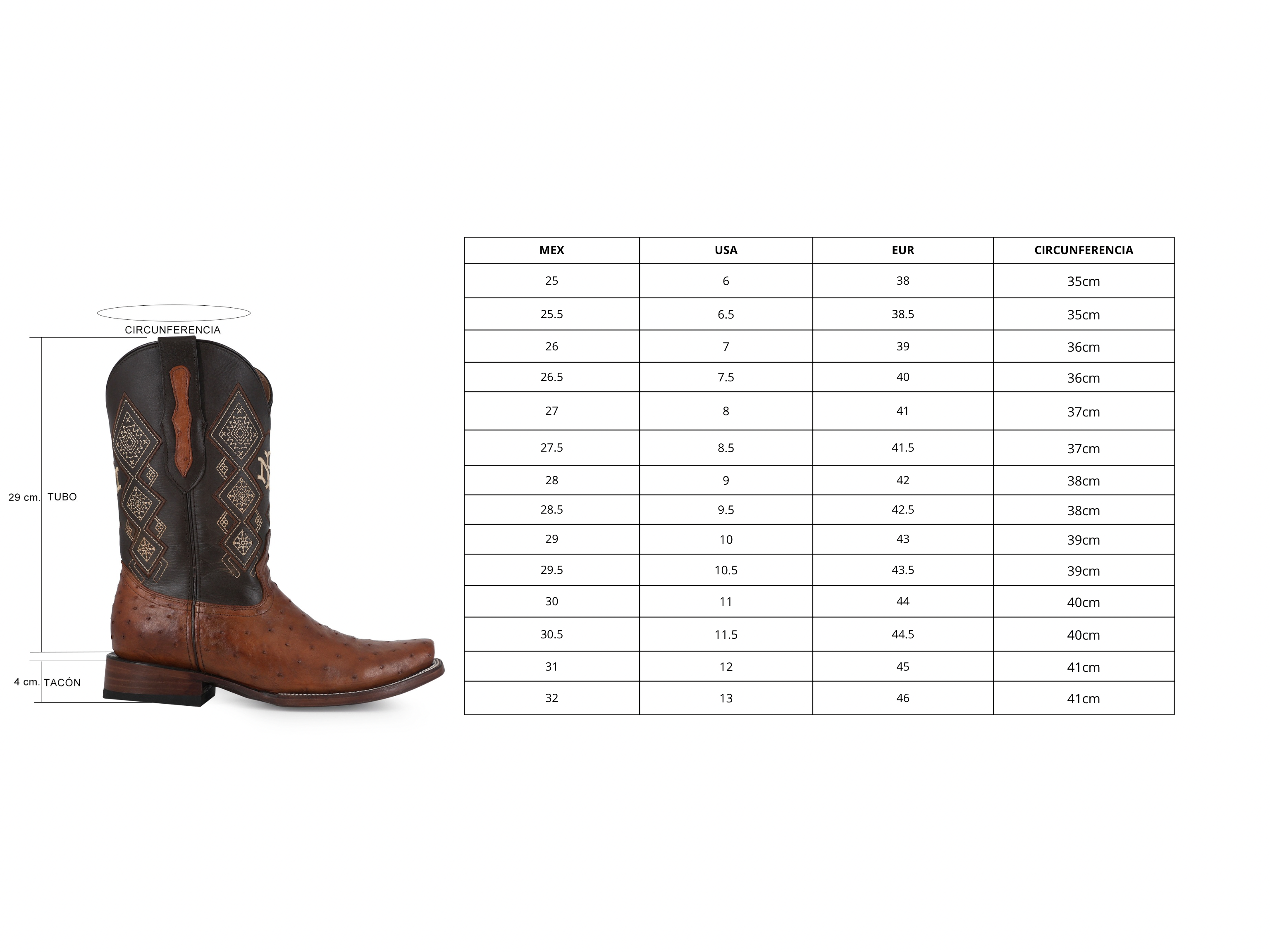 Bota Vaquera Dubai Avestruz Coñac