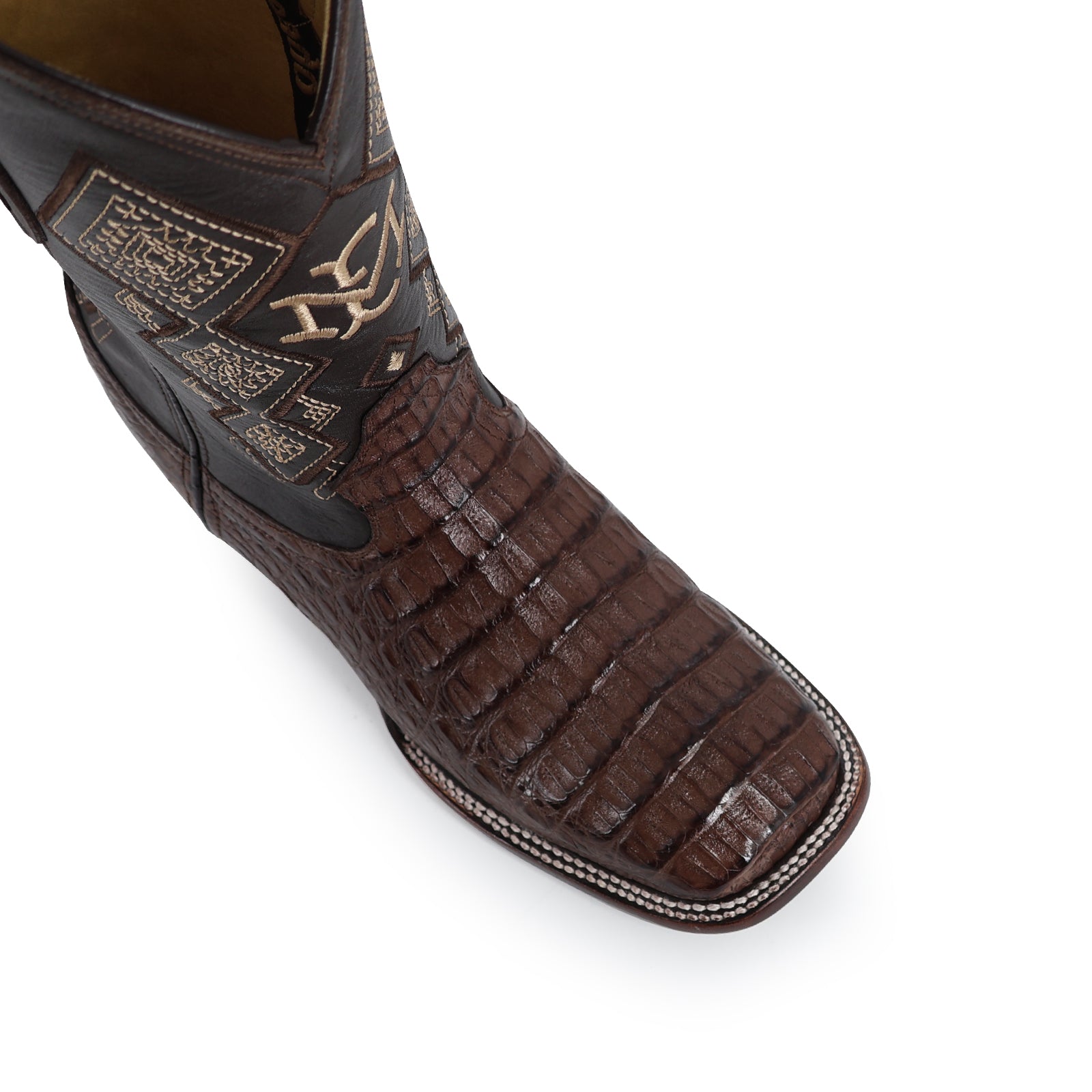 Bota Vaquera Bulldog Cocodrilo Lomo Cafe