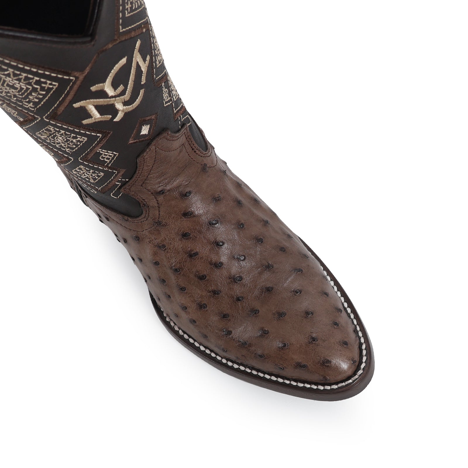 Bota Vaquera Oval Avestruz Cafe
