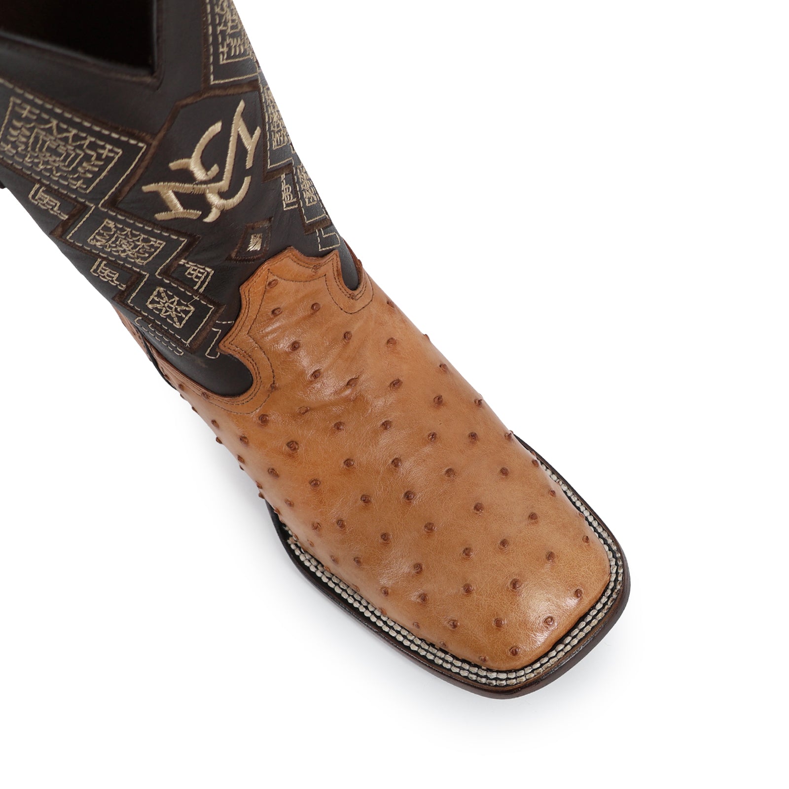 Bota Vaquera Bulldog Avestruz Coñac