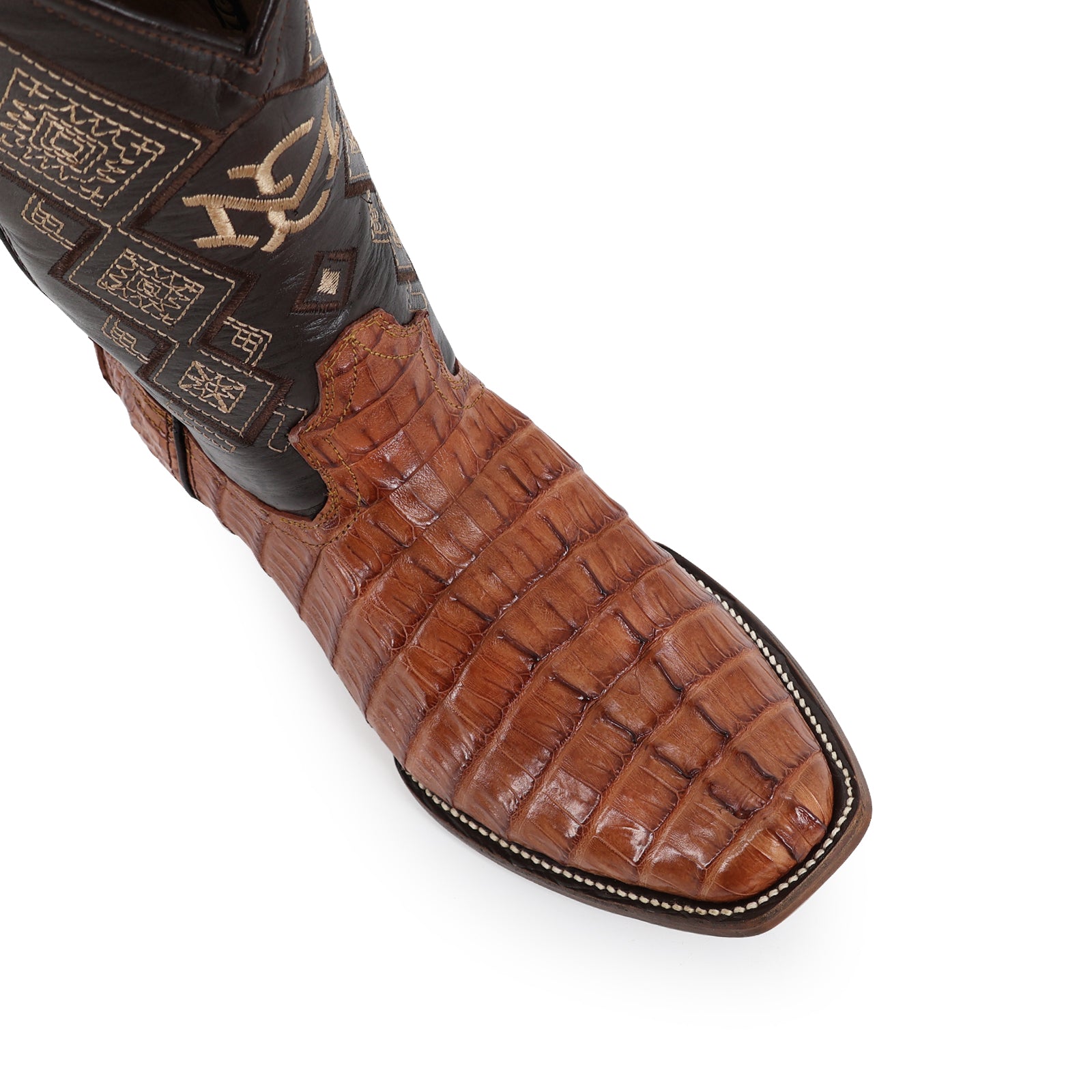 Bota Vaquera Dubai Cocodrilo Cola Coñac