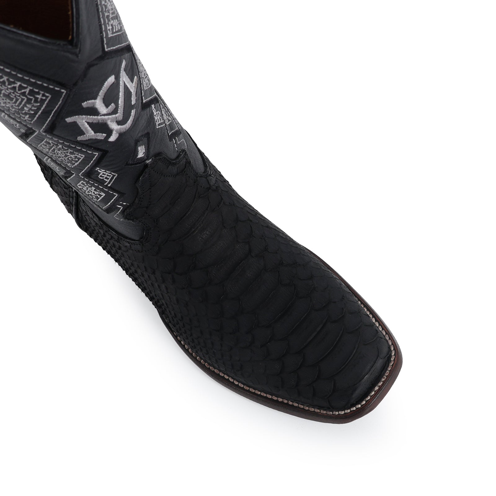 Bota Vaquera Dubái Pitón Nobuck Negro