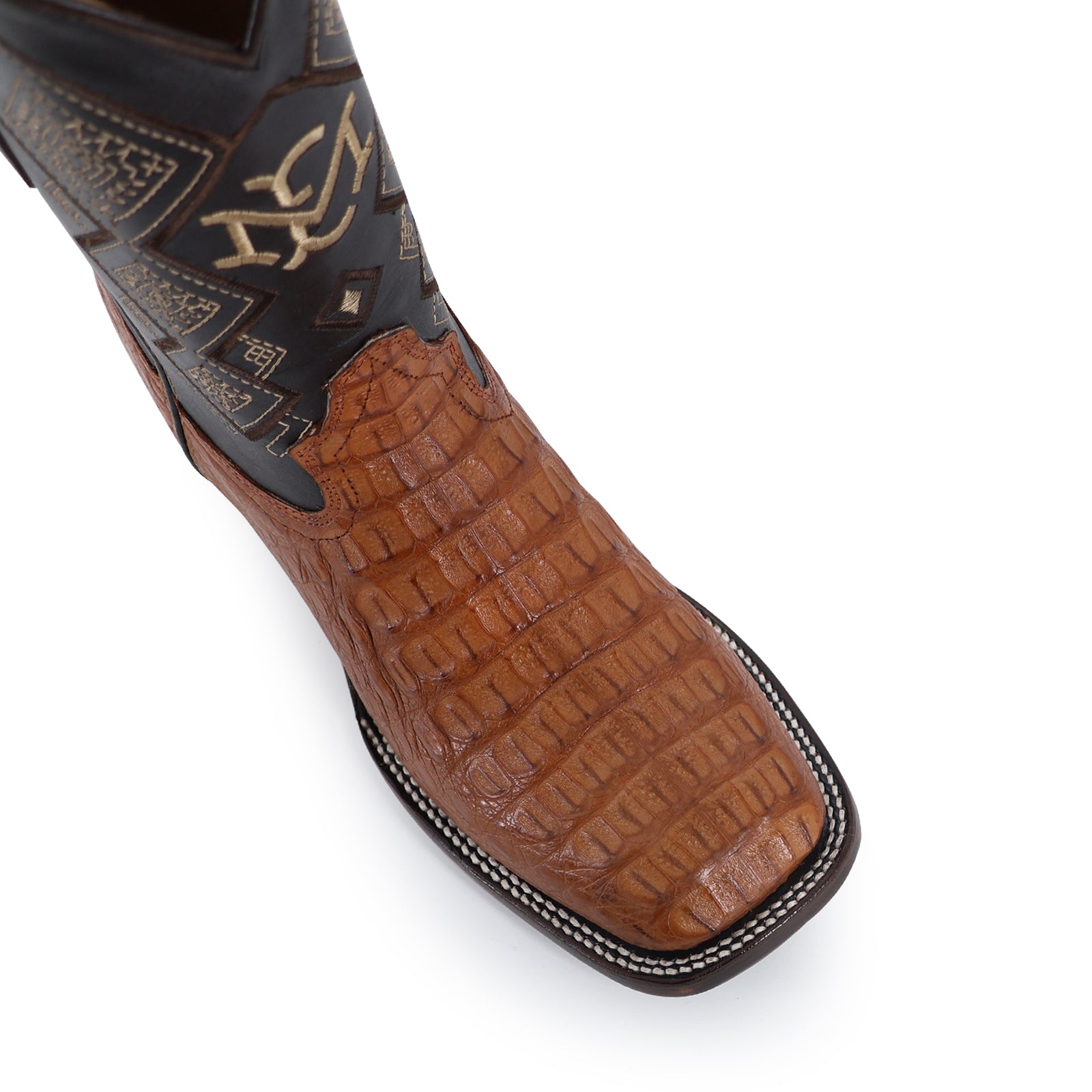 Bota Vaquera Bulldog Cocodrilo Lomo Coñac