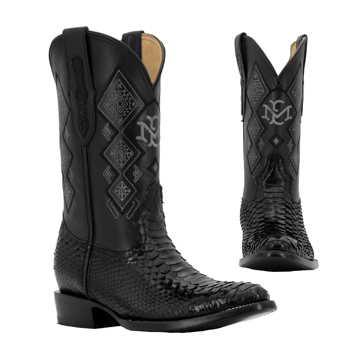 Bota Vaquera Oval Para Caballer Piel Pitón