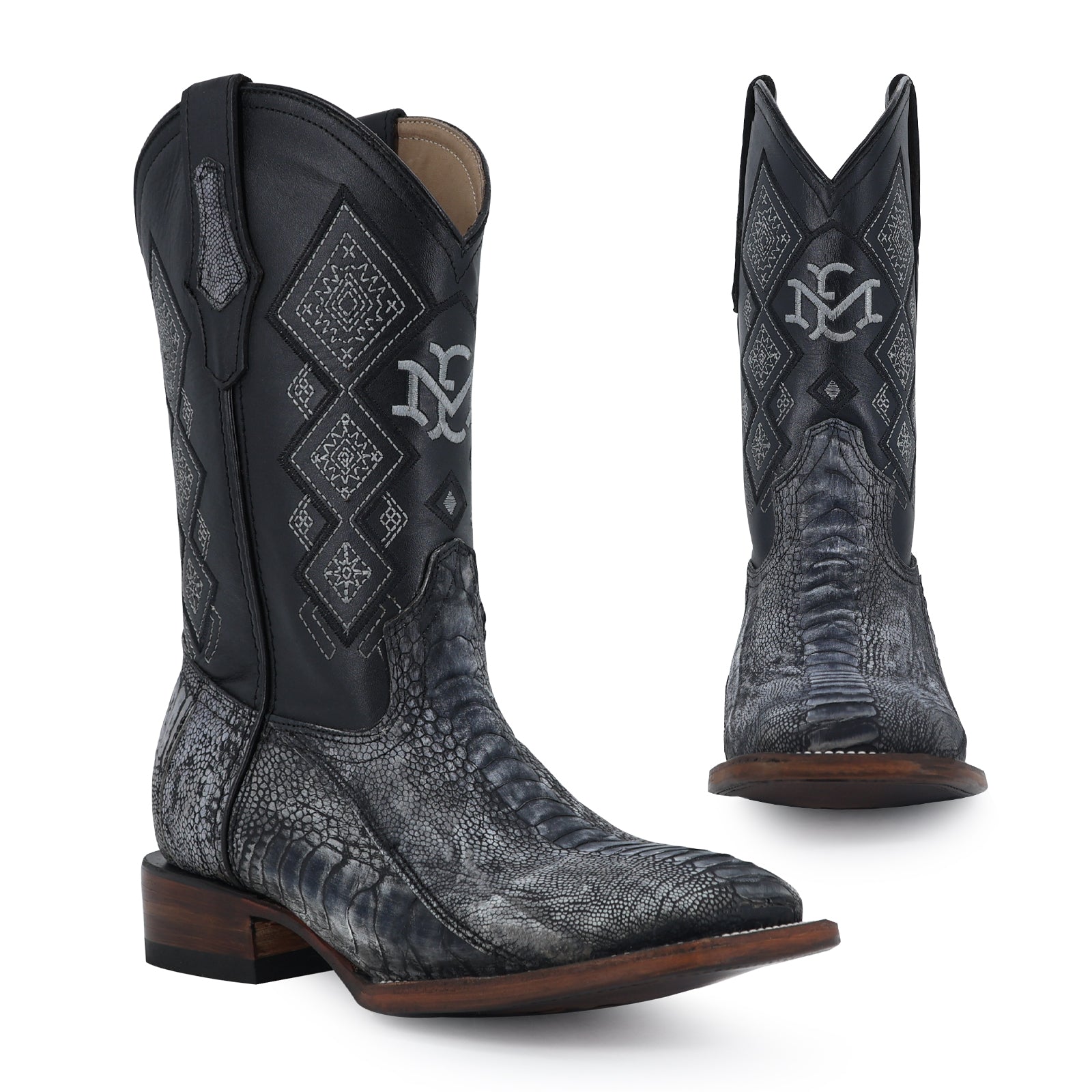 Bota Vaquera Bulldog Pata de Avestruz Azul Rustico