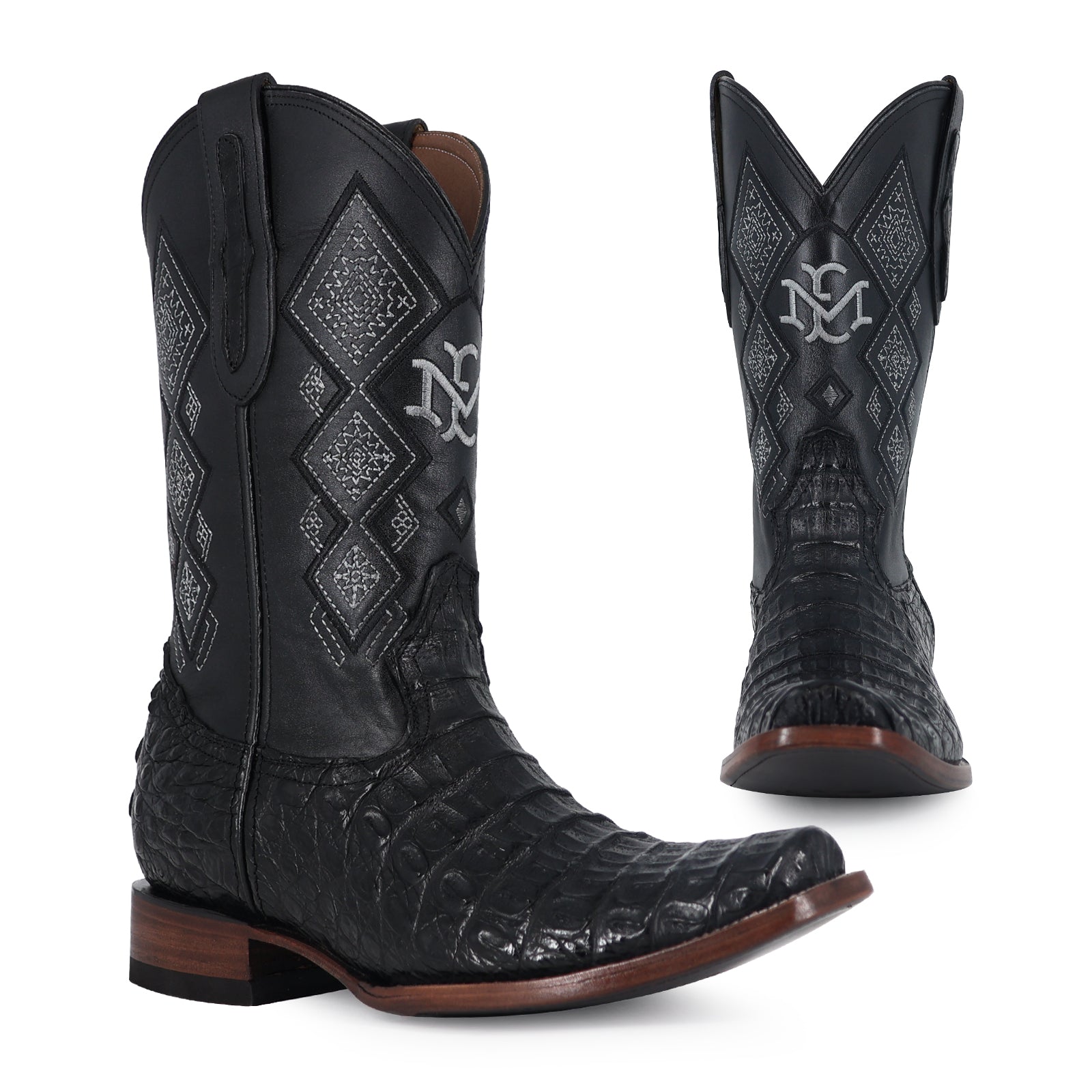 Bota Vaquera Dubai Cocodrilo Lomo Negro