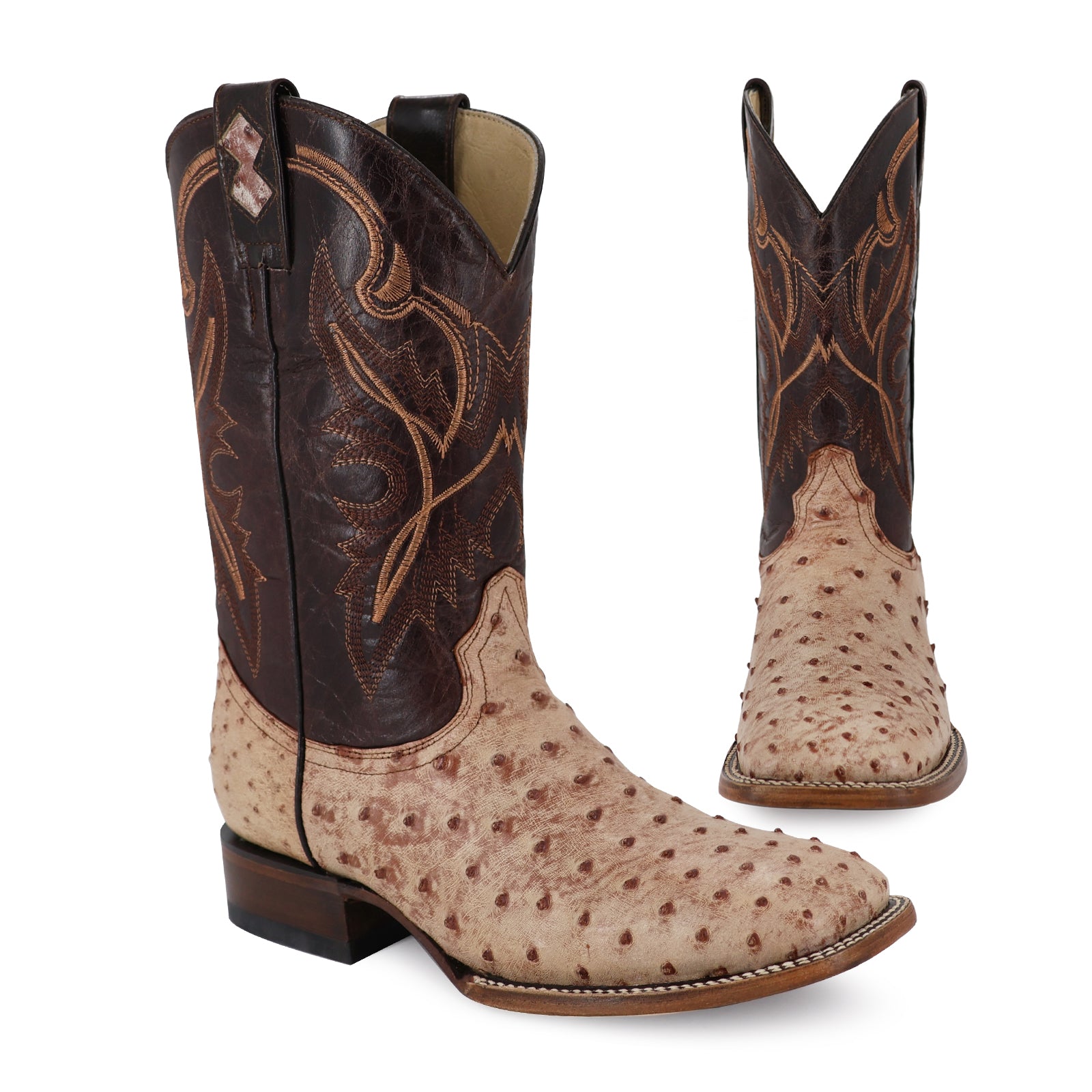 Bota Vaquera Bulldog Avestruz Bruciato