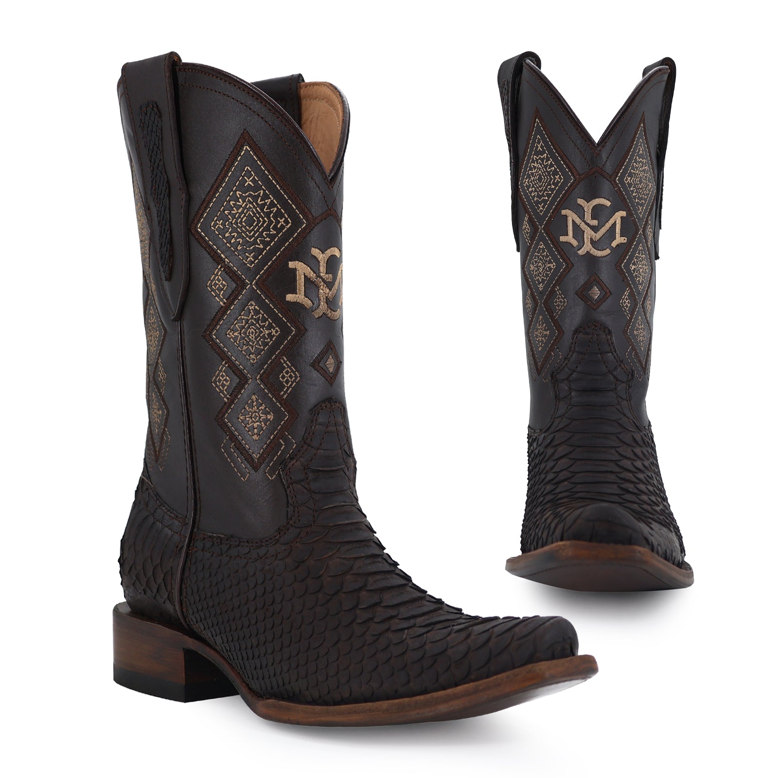 Bota Vaquera Dubái Pitón Nobuck Cafe