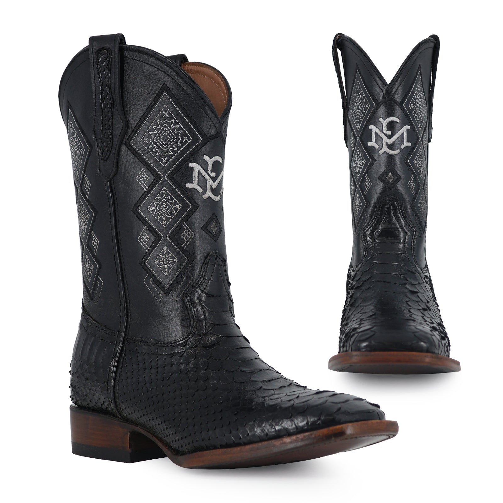 Bota Vaquera Bulldog Pitón Negro