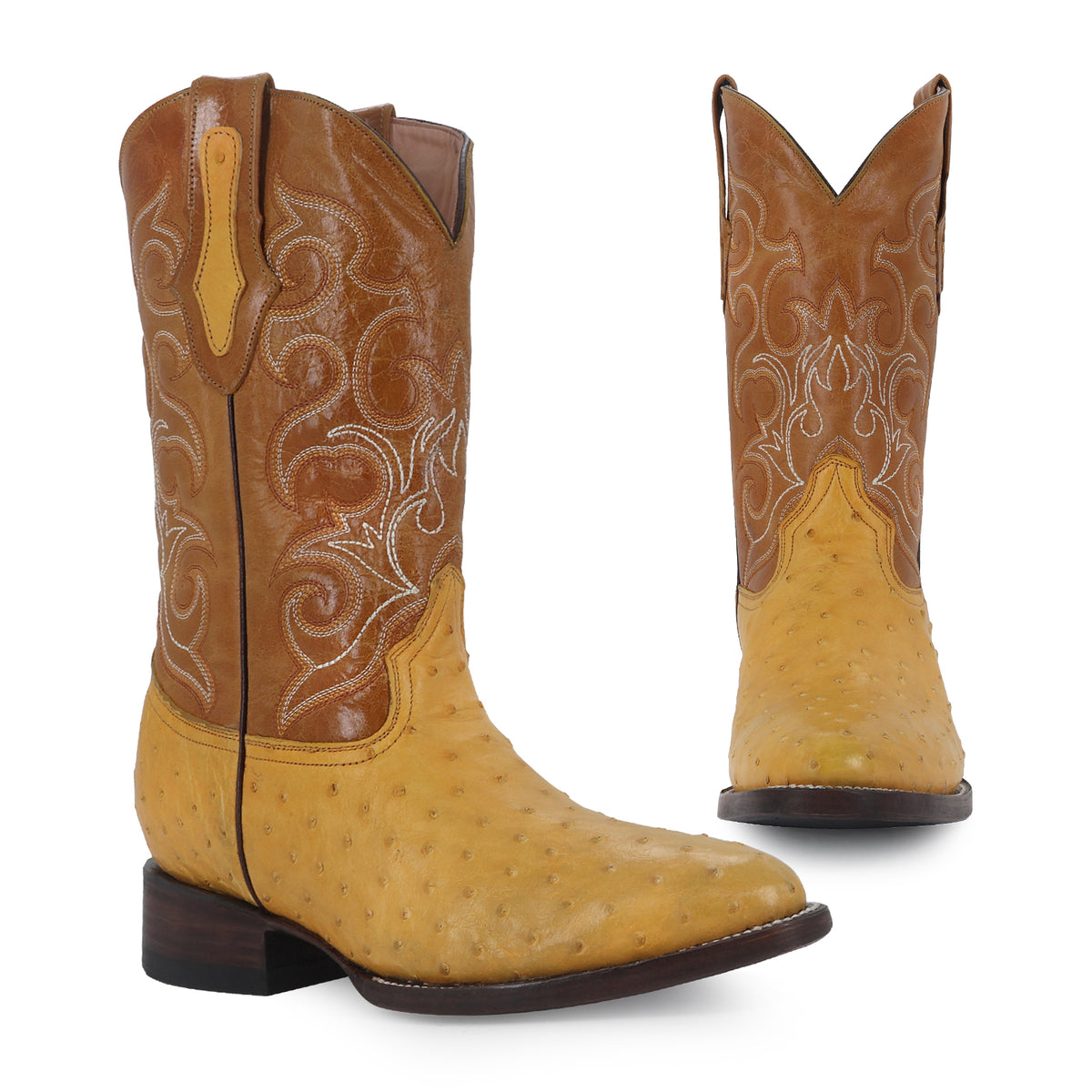 Bota Vaquera Oval Para Caballero Piel De Avestruz