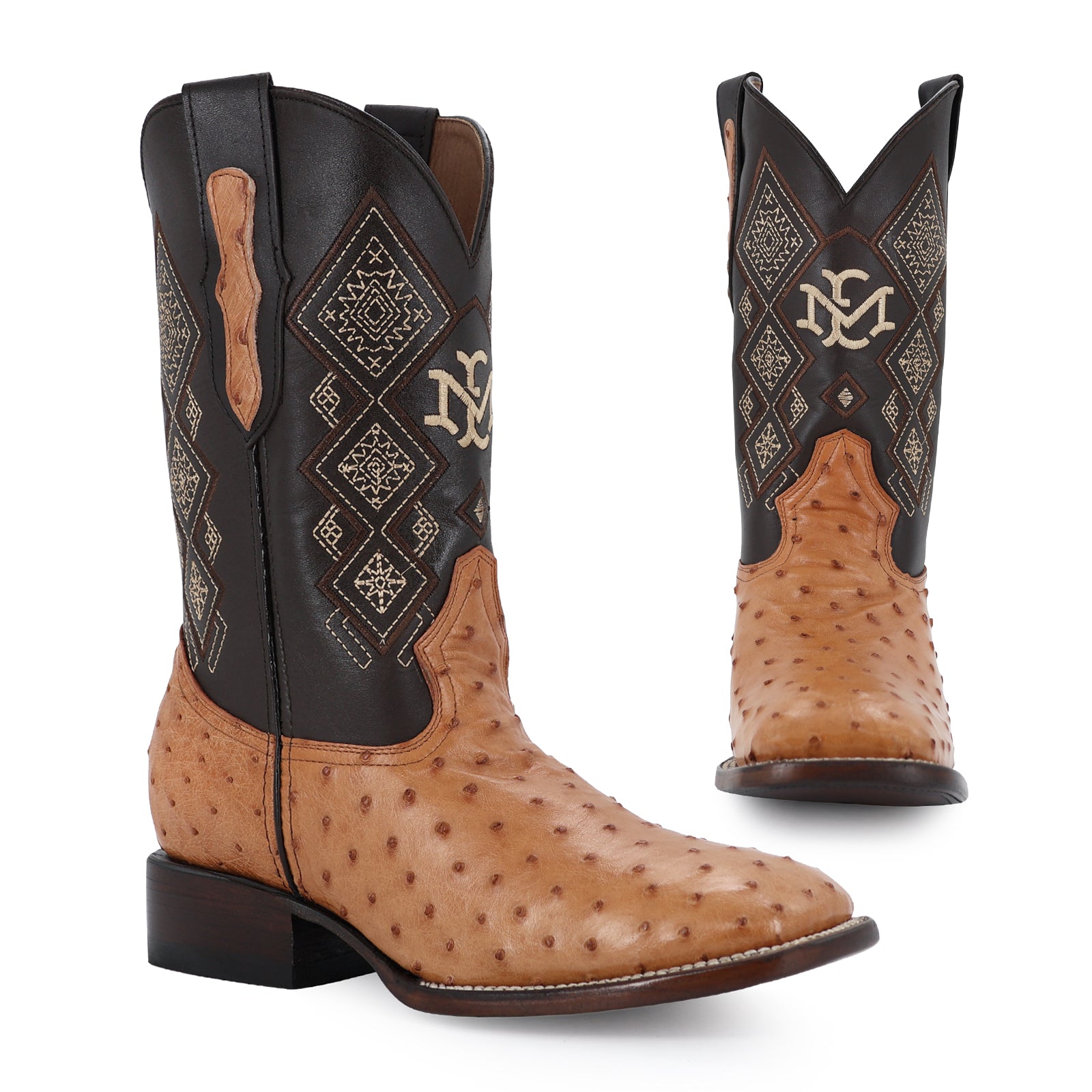 Bota Vaquera Bulldog Avestruz Coñac