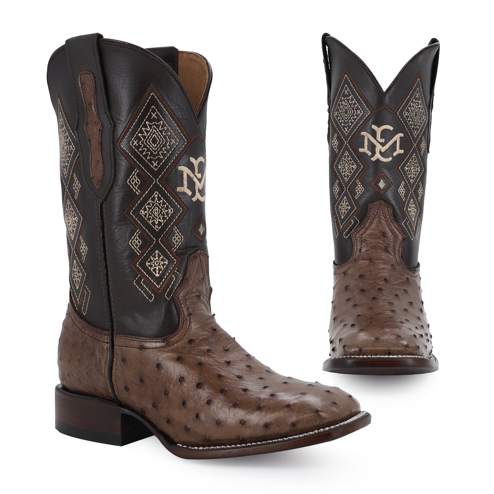 Bota Vaquera Bulldog Avestruz Cafe