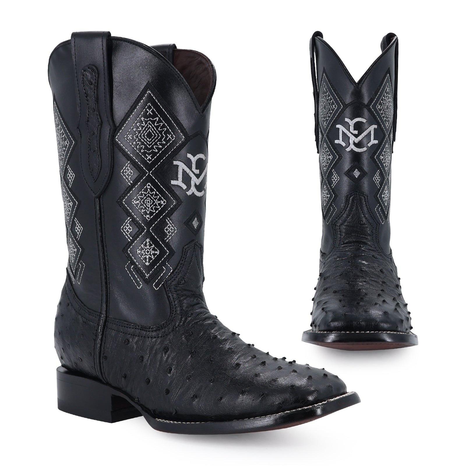 Bota Vaquera Bulldog Avestruz Negro