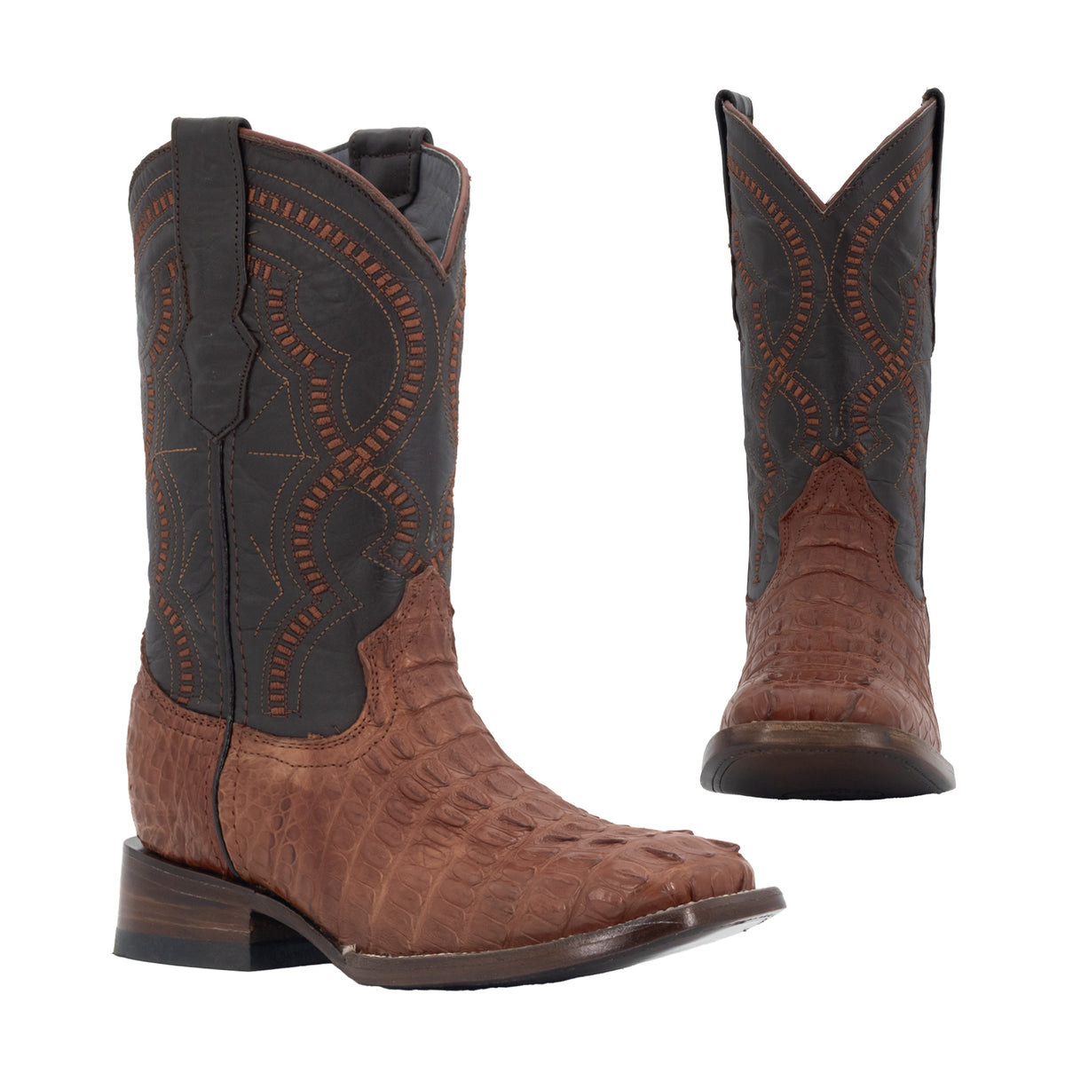 Bota Vaquera Horma Bulldog Piel Cocodrilo Cola