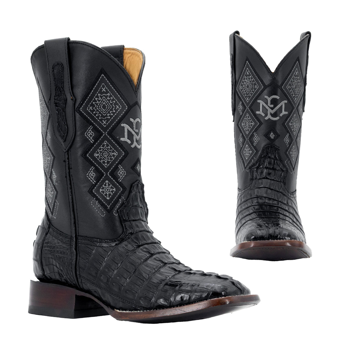 Bota Vaquera Horma Bulldog Piel Cocodrilo Cola