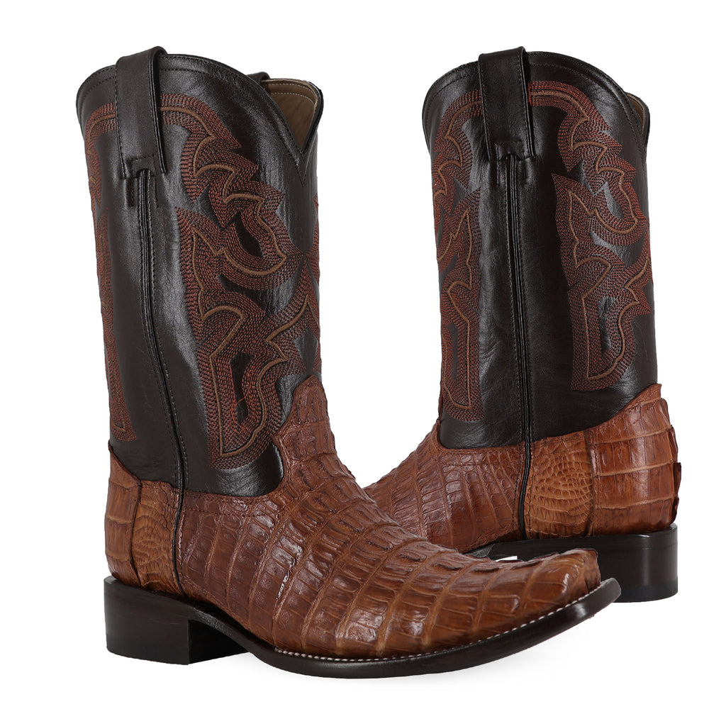 Carreta Men's White Crocodile Print Cowboy Boots – Pointed Toe, Pull On – Sizes 6-13 – Made In Mexico