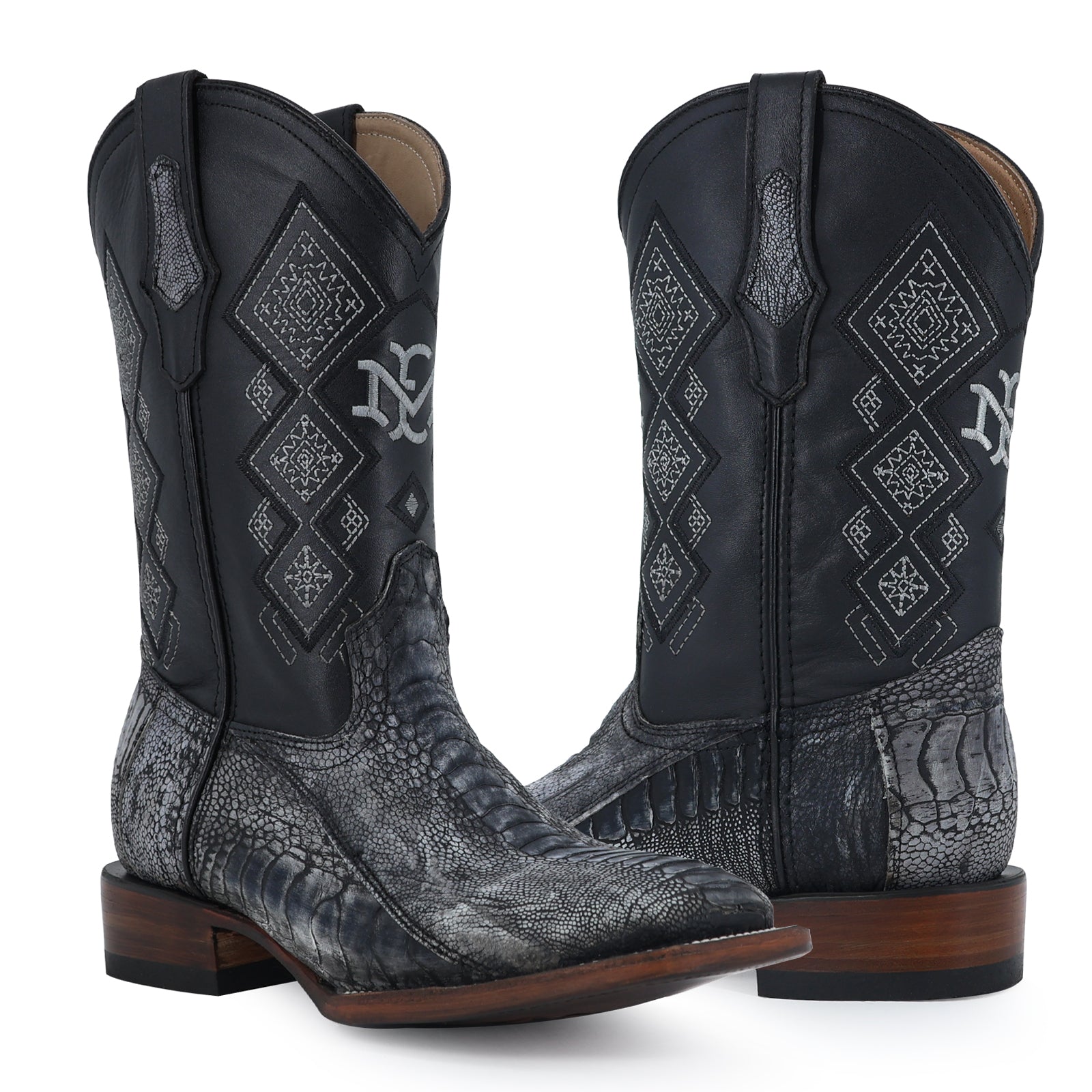 Bota Vaquera Bulldog Pata de Avestruz Azul Rustico