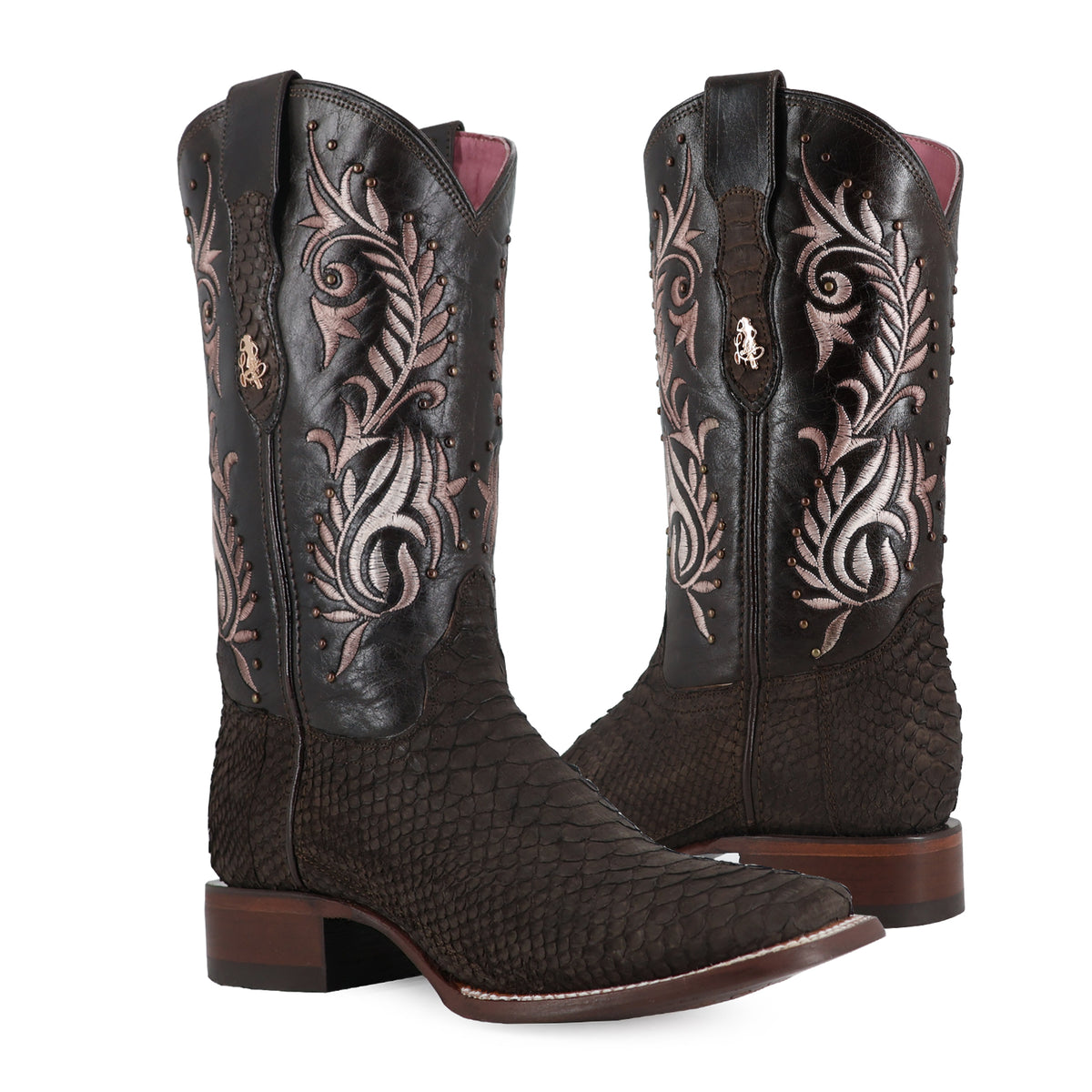 Bota vaquera para dama de piel piton nobuck modelo toscana