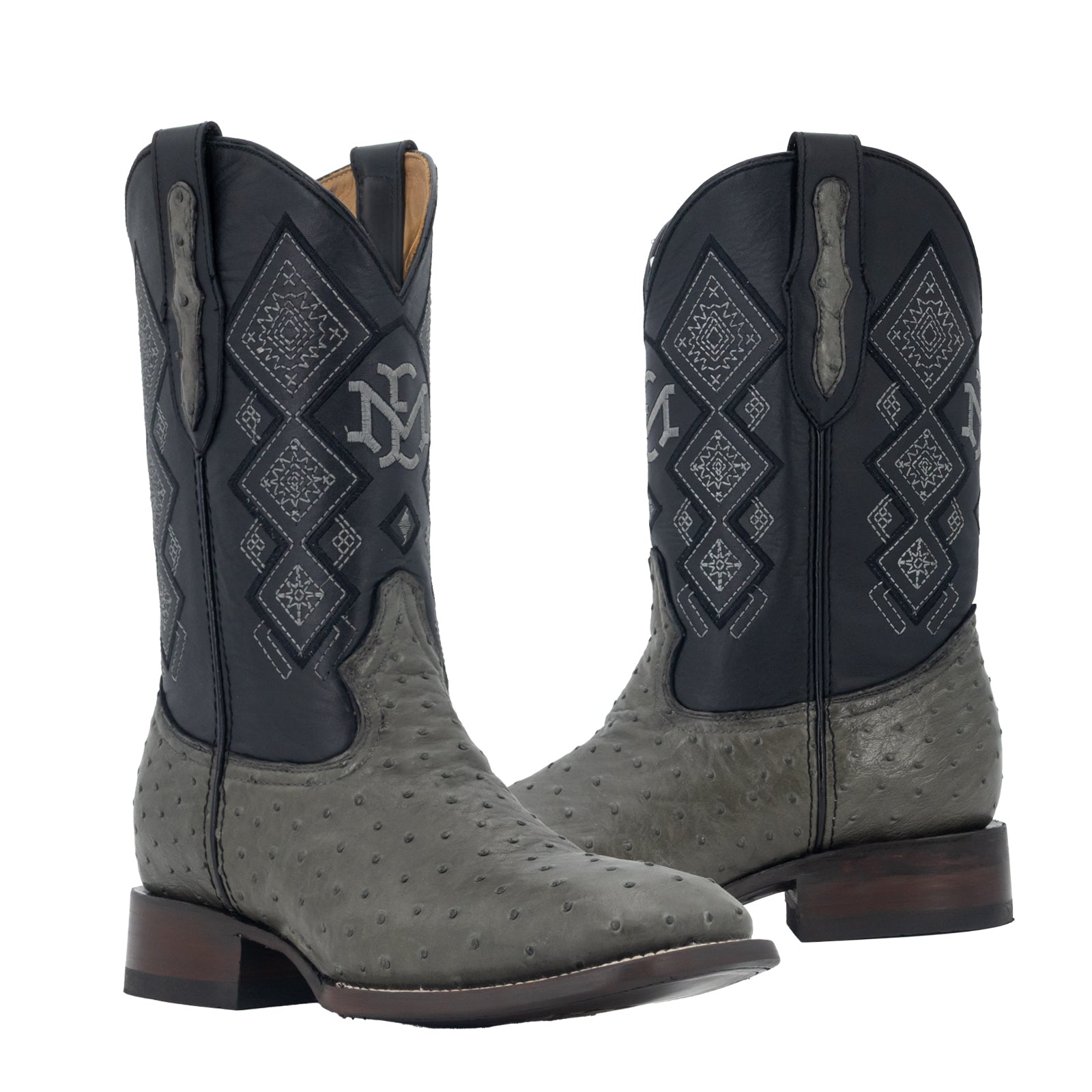 Bota Vaquera Bulldog Avestruz Gris